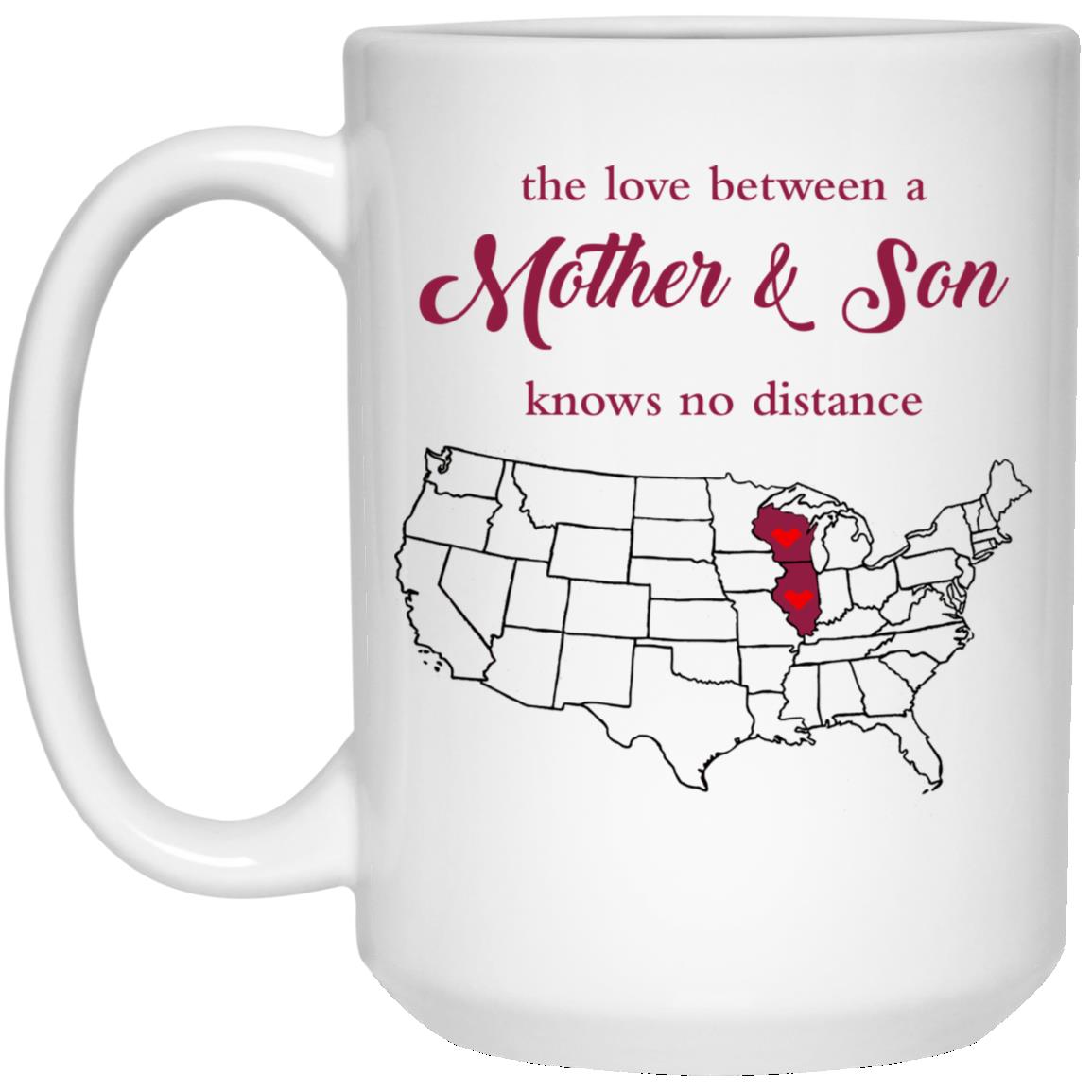 Illinois Wisconsin The Love Between Mother And Son Mug - Mug Teezalo