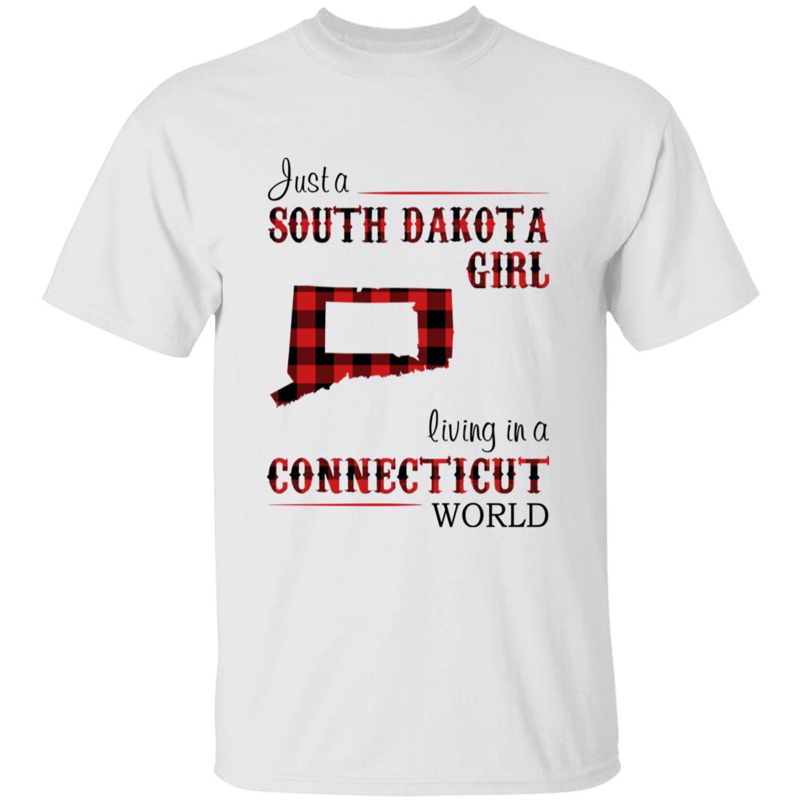 Just A South Dakota Girl Living In A Connecticut World T-shirt - T-shirt Born Live Plaid Red Teezalo