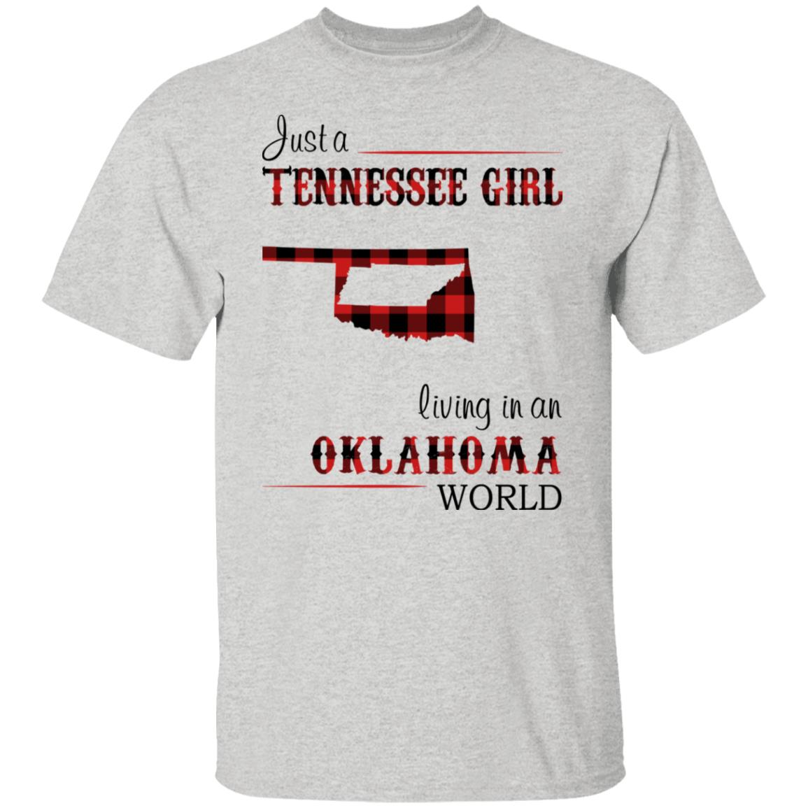 Just A Tennessee Girl Living In An Oklahoma World T-shirt - T-shirt Born Live Plaid Red Teezalo