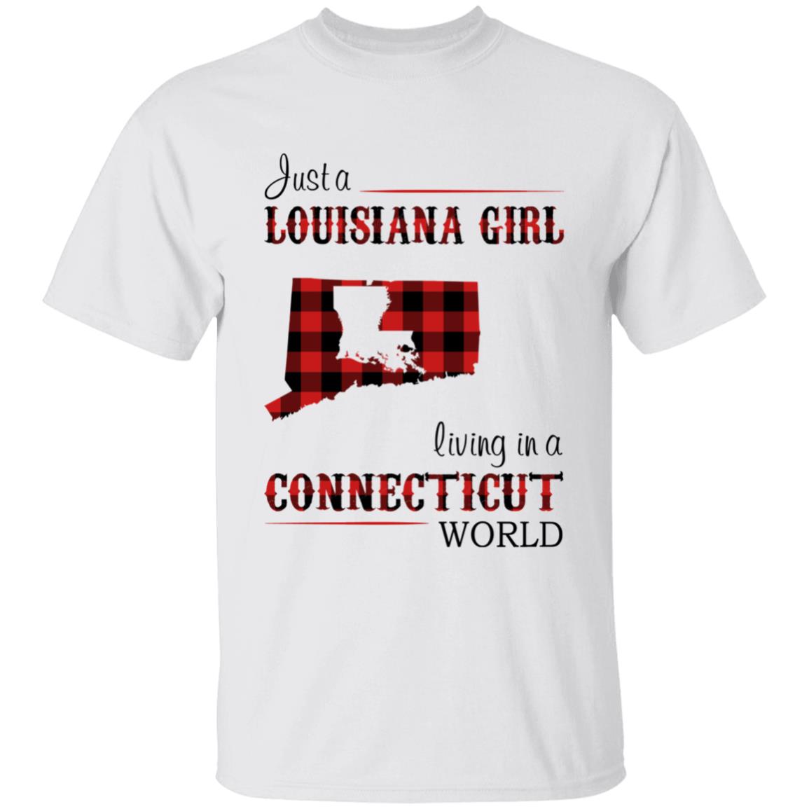 Just A Louisiana Girl Living In A Connecticut World T-shirt - T-shirt Born Live Plaid Red Teezalo