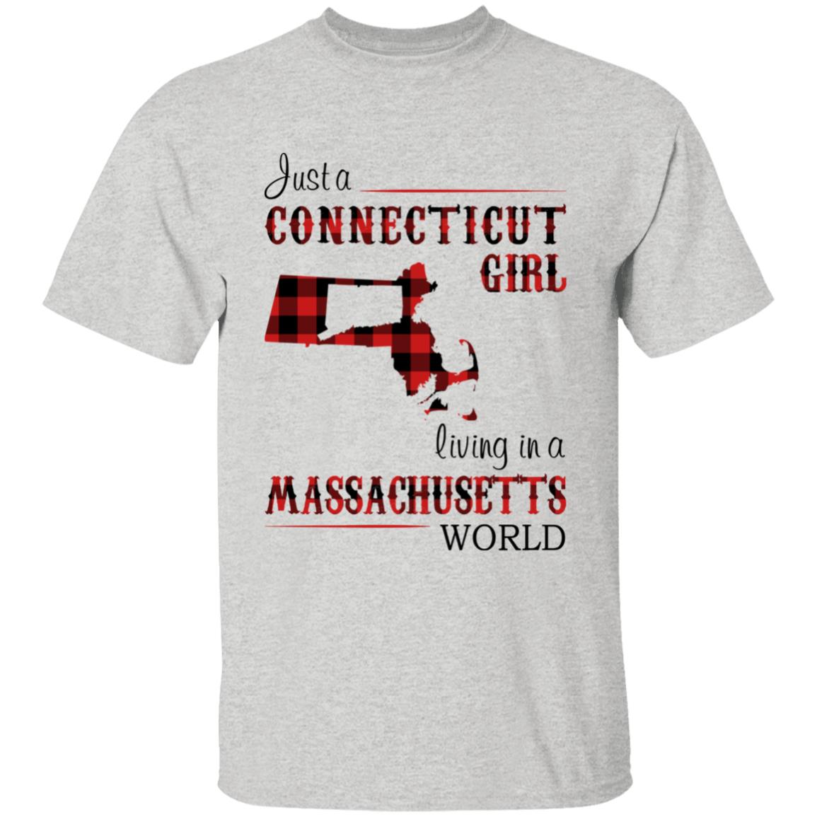 Just A Connecticut Girl Living In A Massachusetts World T-shirt - T-shirt Born Live Plaid Red Teezalo