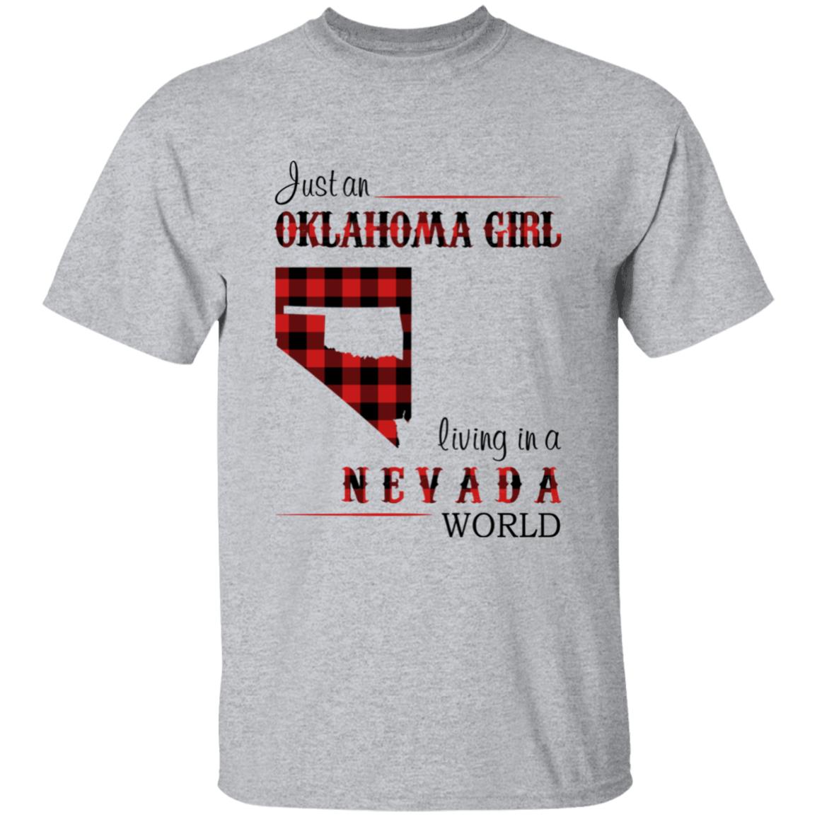 Just An Oklahoma Girl Living In A Nevada World T-shirt - T-shirt Born Live Plaid Red Teezalo