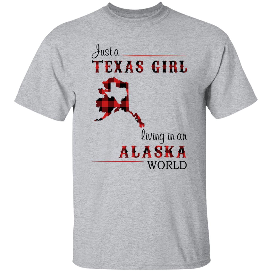 Just A Texas Girl Living In An Alaska World T-shirt - T-shirt Born Live Plaid Red Teezalo