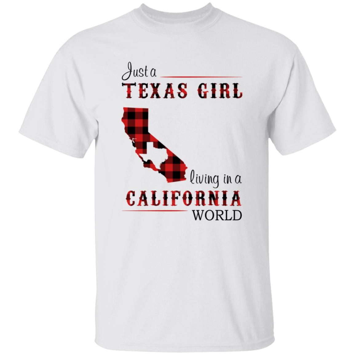 Just A Texas Girl Living In A California World T-shirt - T-shirt Born Live Plaid Red Teezalo