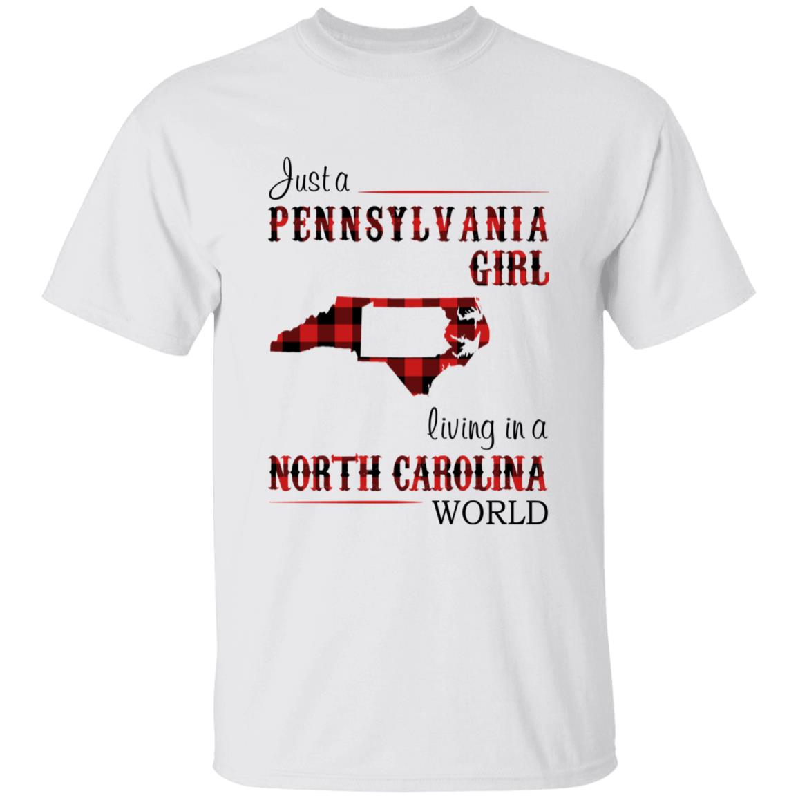 Just A Pennsylvania Girl Living In A North Carolina World T-shirt - T-shirt Born Live Plaid Red Teezalo