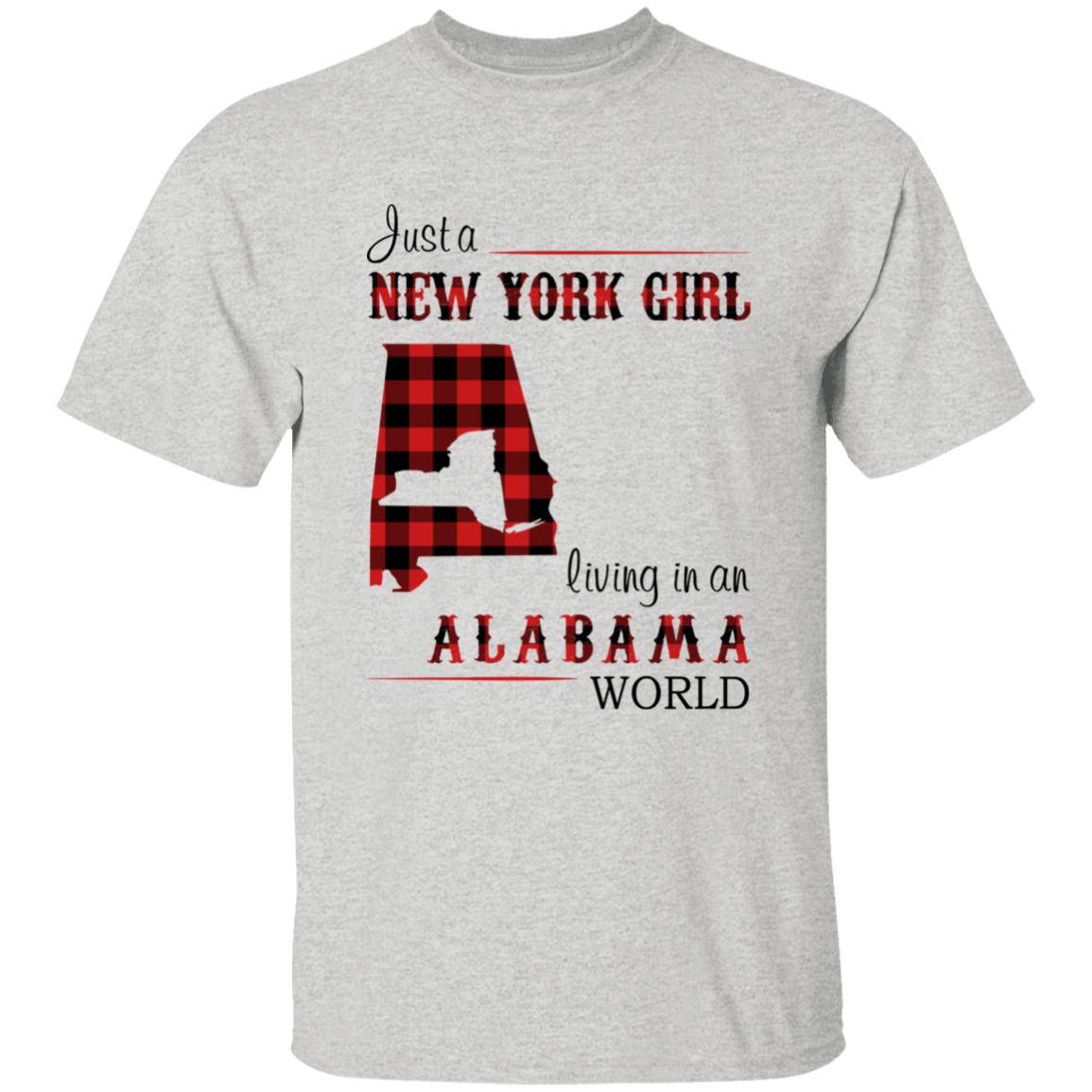 Just A New York Girl Living In An Alabama World T-shirt - T-shirt Born Live Plaid Red Teezalo