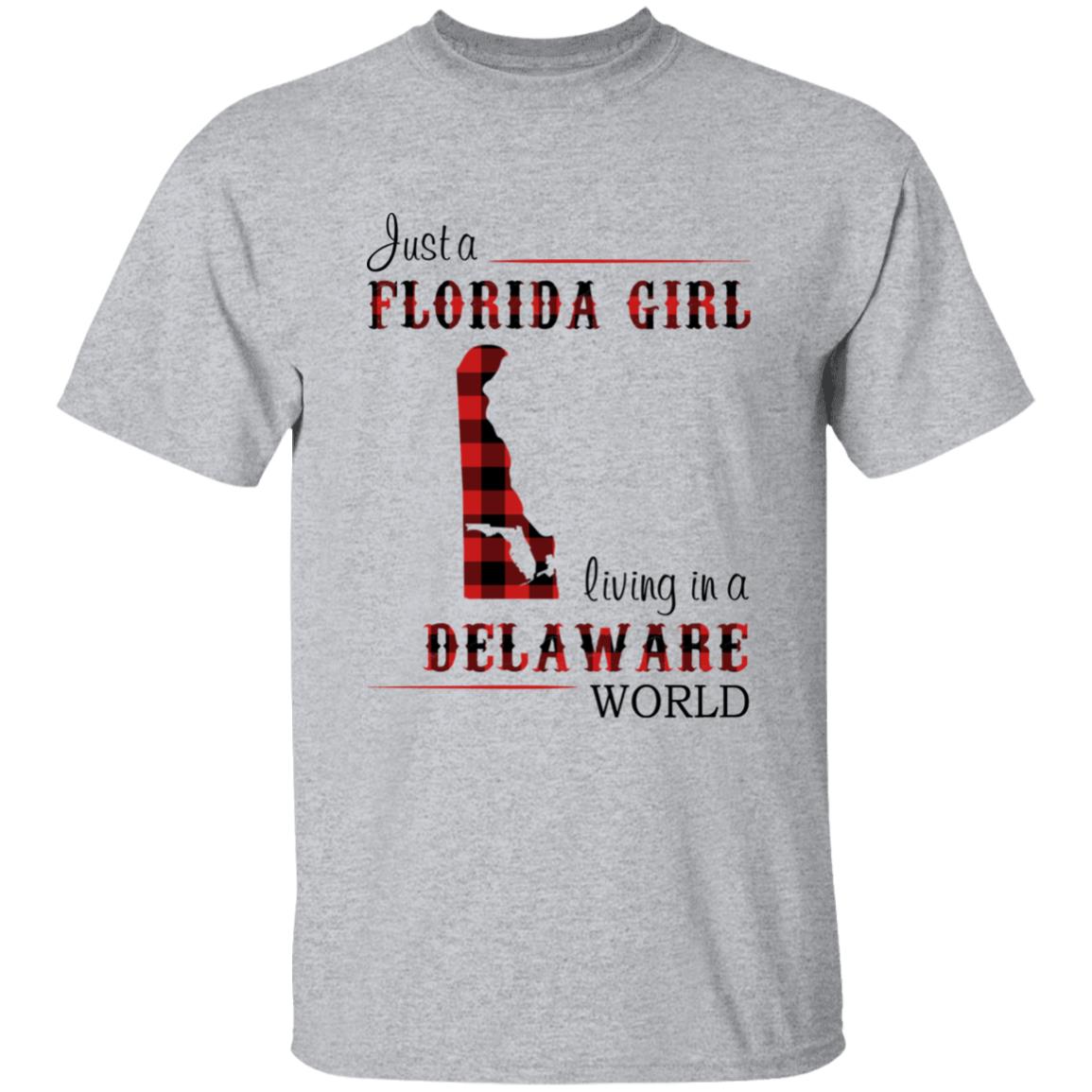 Just A Florida Girl Living In A Delaware World T-shirt - T-shirt Born Live Plaid Red Teezalo