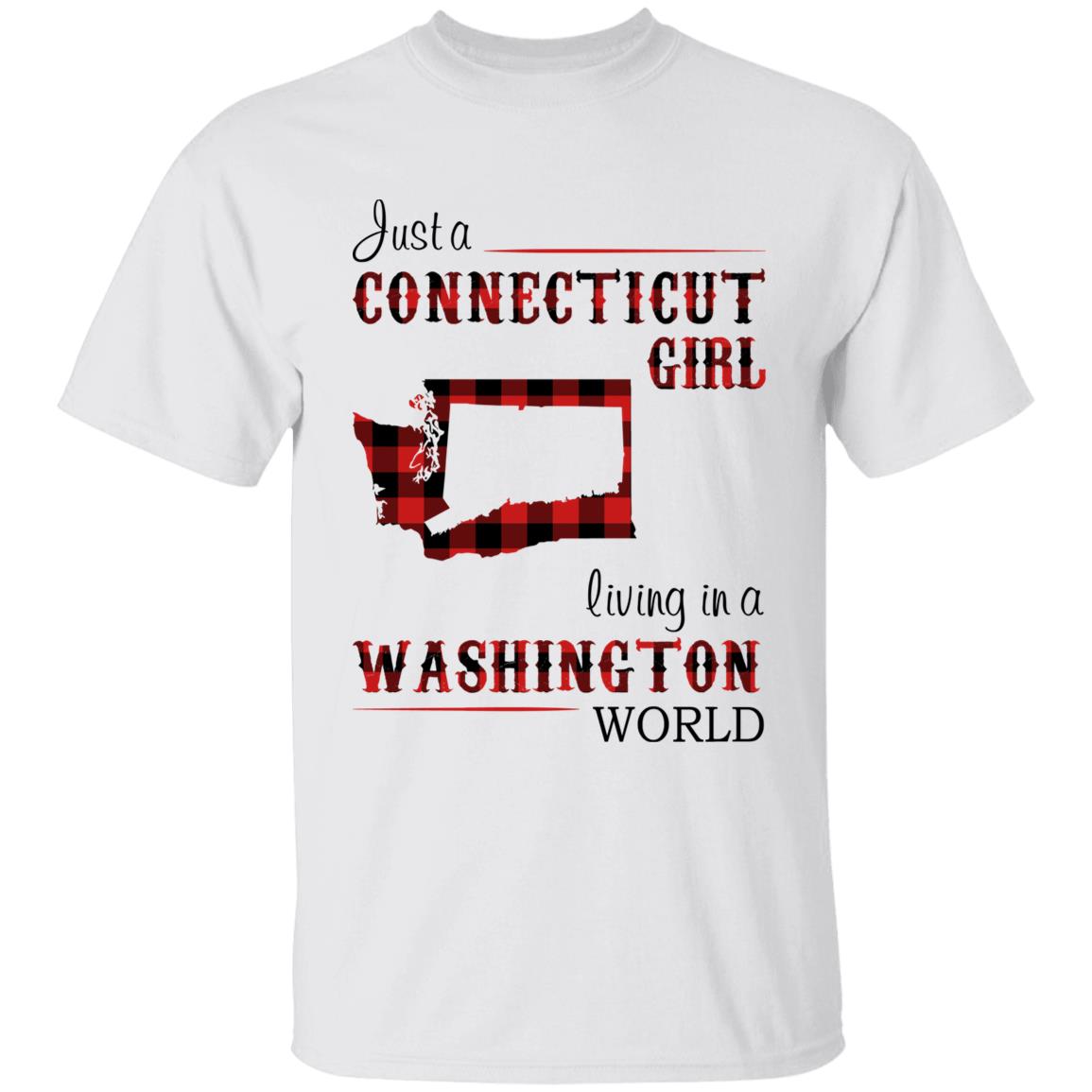 Just A Connecticut Girl Living In A Washington World T-shirt - T-shirt Born Live Plaid Red Teezalo