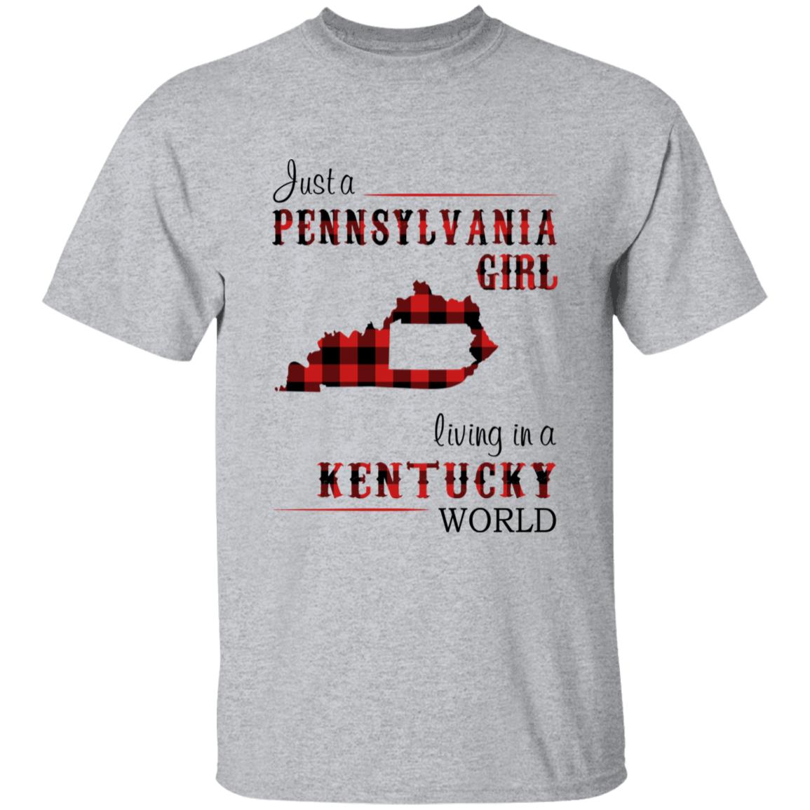 Just A Pennsylvania Girl Living In A Kentucky World T-shirt - T-shirt Born Live Plaid Red Teezalo