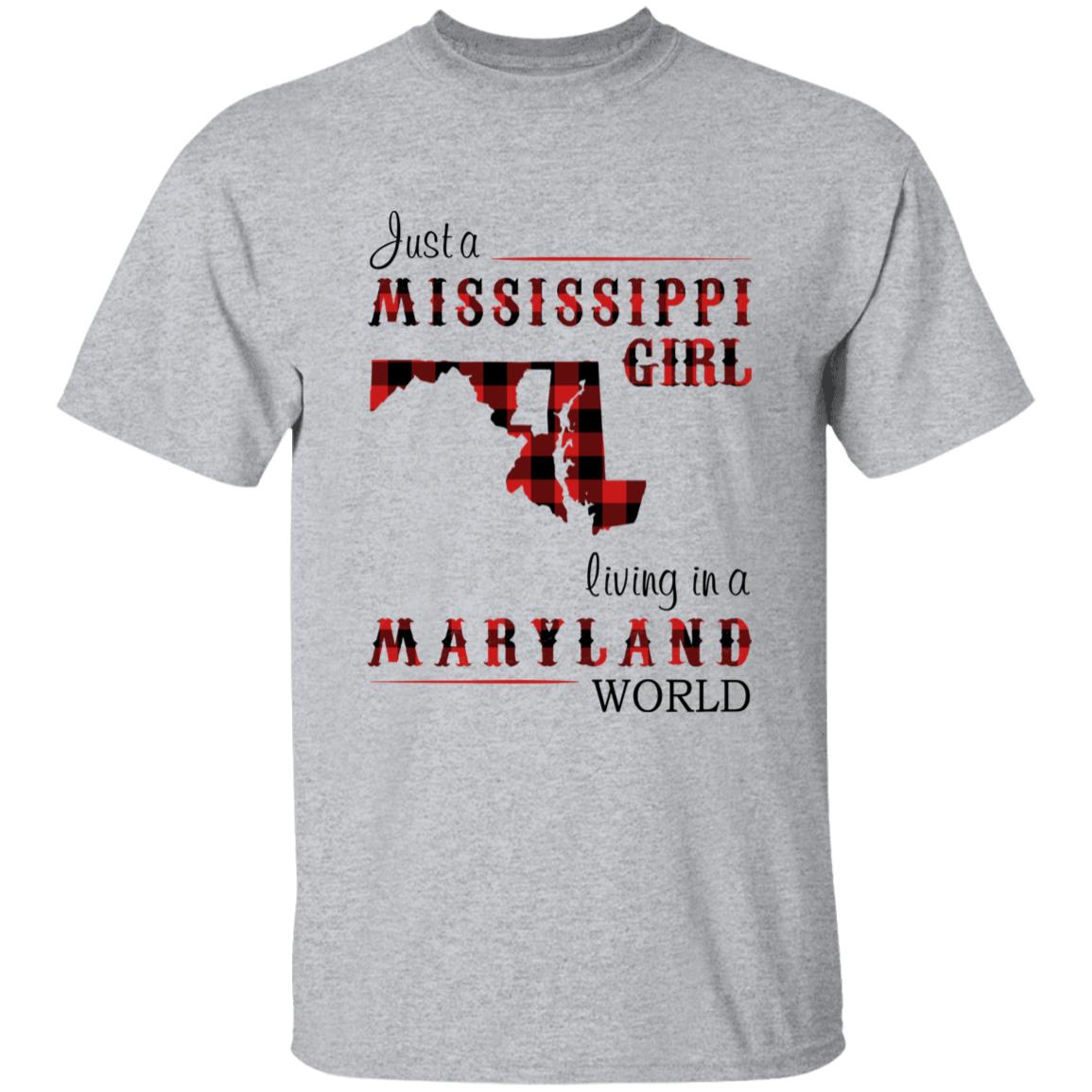 Just A Mississippi Girl Living In A Maryland World T-shirt - T-shirt Born Live Plaid Red Teezalo