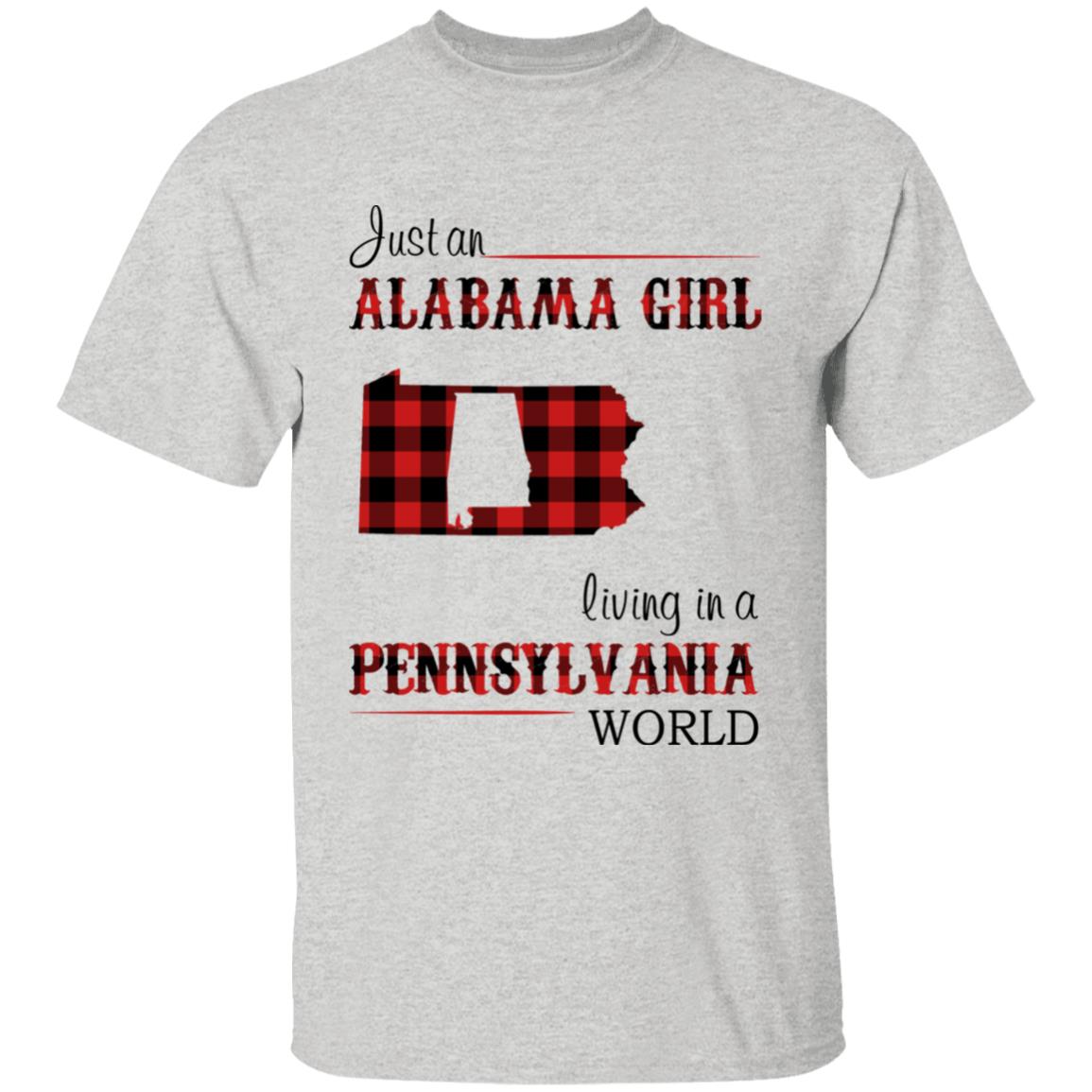 Just An Alabama Girl Living In A Pennsylvania World T-shirt - T-shirt Born Live Plaid Red Teezalo