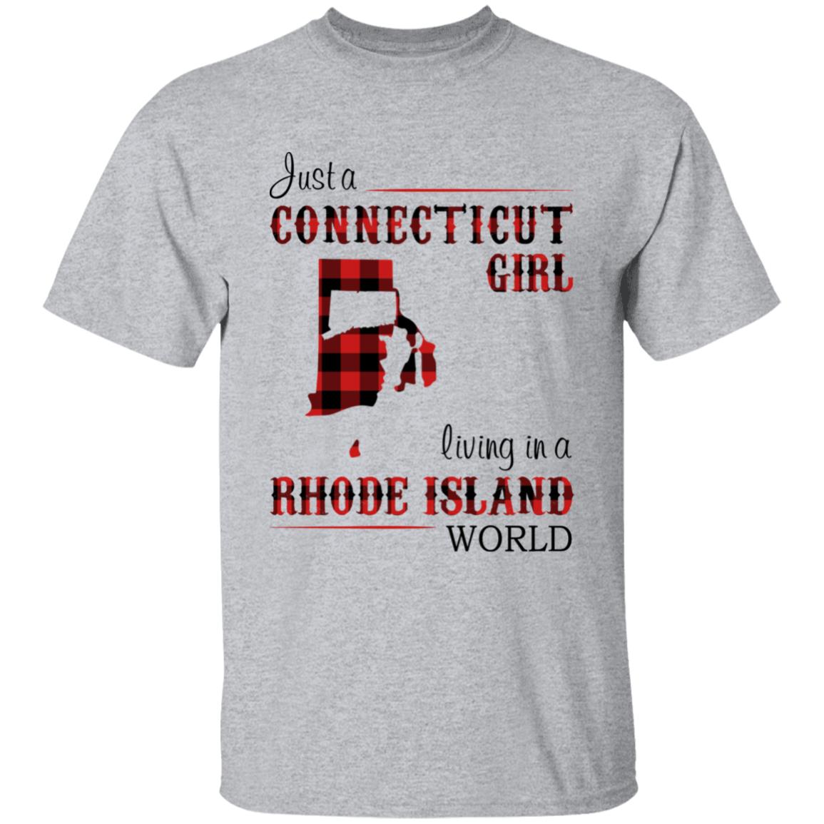 Just A Connecticut Girl Living In A Rhode Island World T-shirt - T-shirt Born Live Plaid Red Teezalo