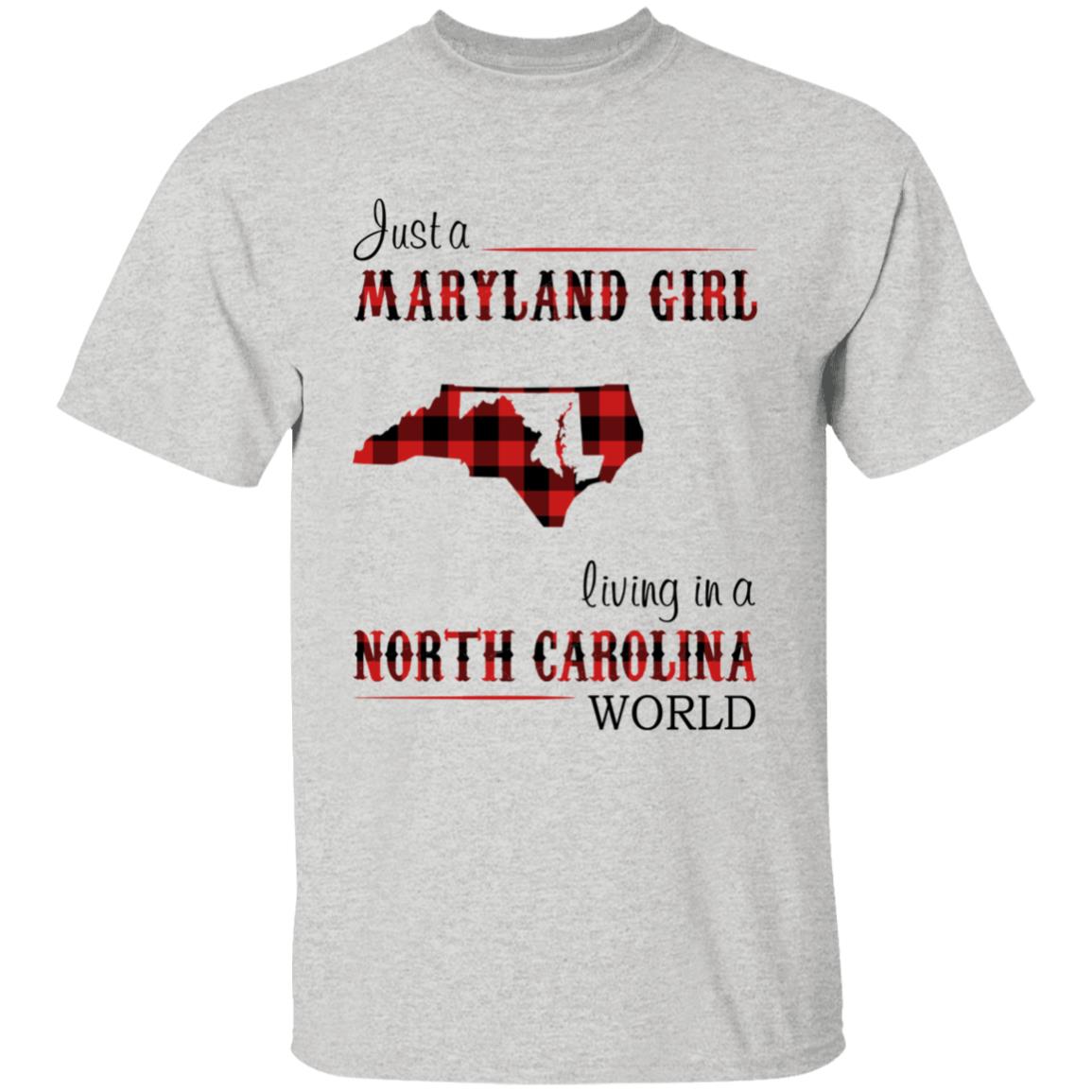 Just A Maryland Girl Living In A North Carolina World T-shirt - T-shirt Born Live Plaid Red Teezalo