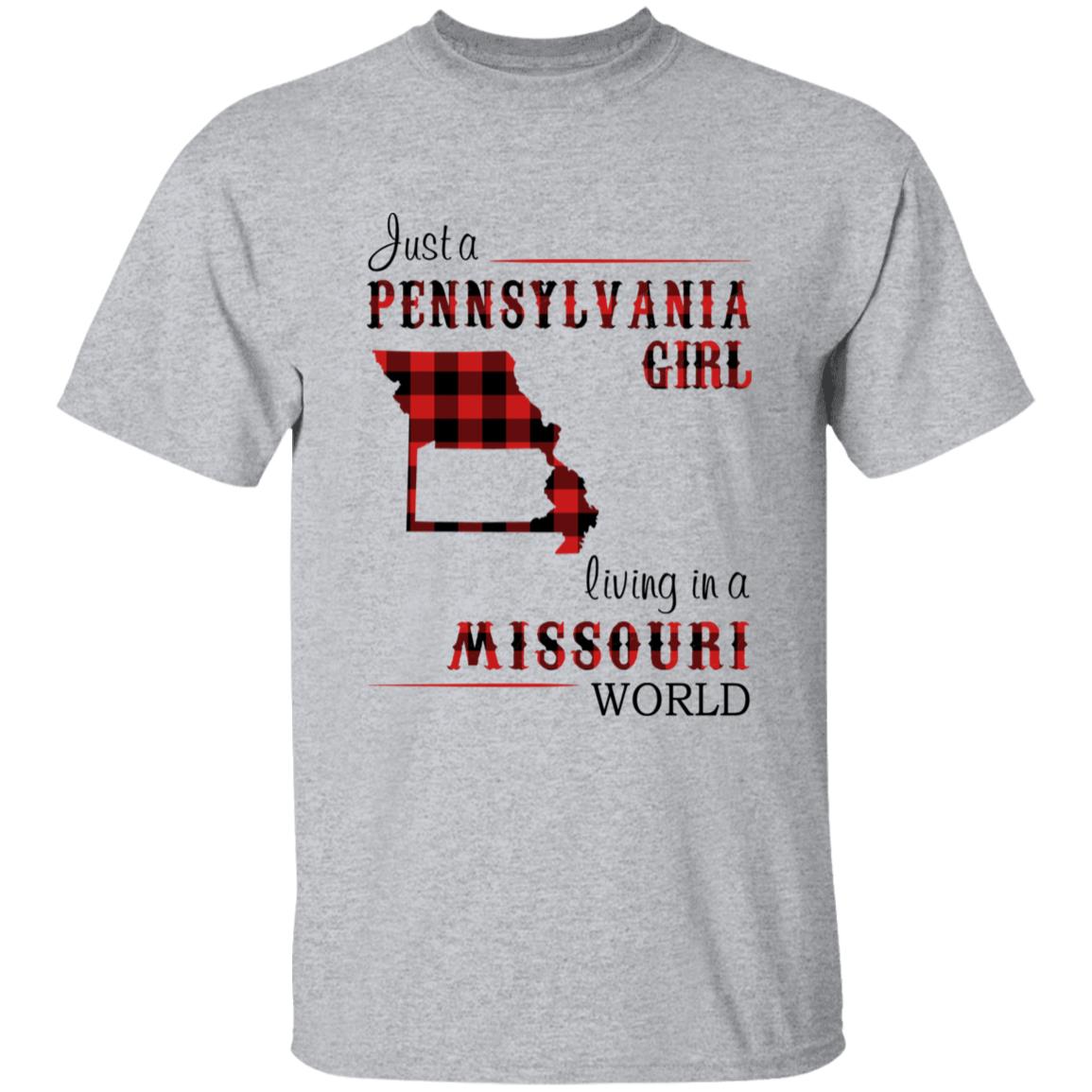 Just A Pennsylvania Girl Living In A Missouri World T-shirt - T-shirt Born Live Plaid Red Teezalo