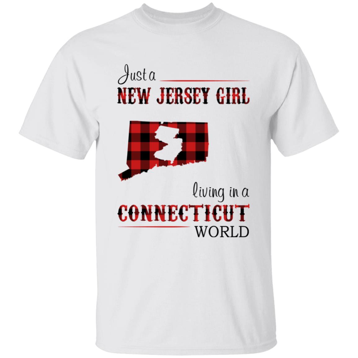 Just A New Jersey Girl Living In A Connecticut World T-shirt - T-shirt Born Live Plaid Red Teezalo