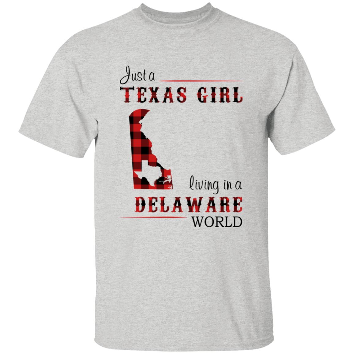 Just A Texas Girl Living In A Delaware World T-shirt - T-shirt Born Live Plaid Red Teezalo