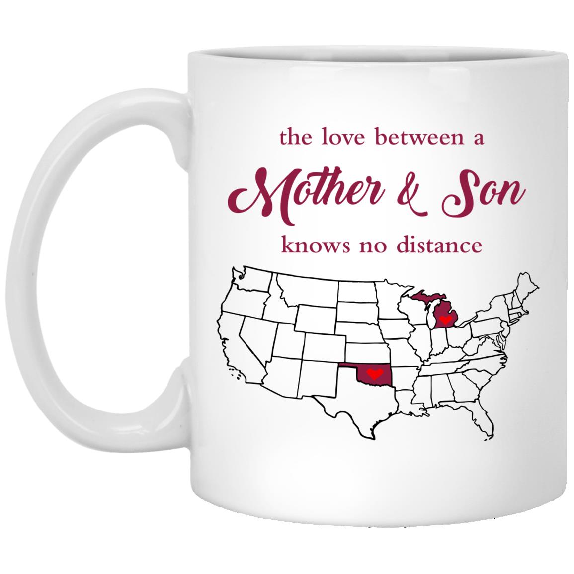 Michigan Oklahoma The Love Between Mother And Son Mug - Mug Teezalo