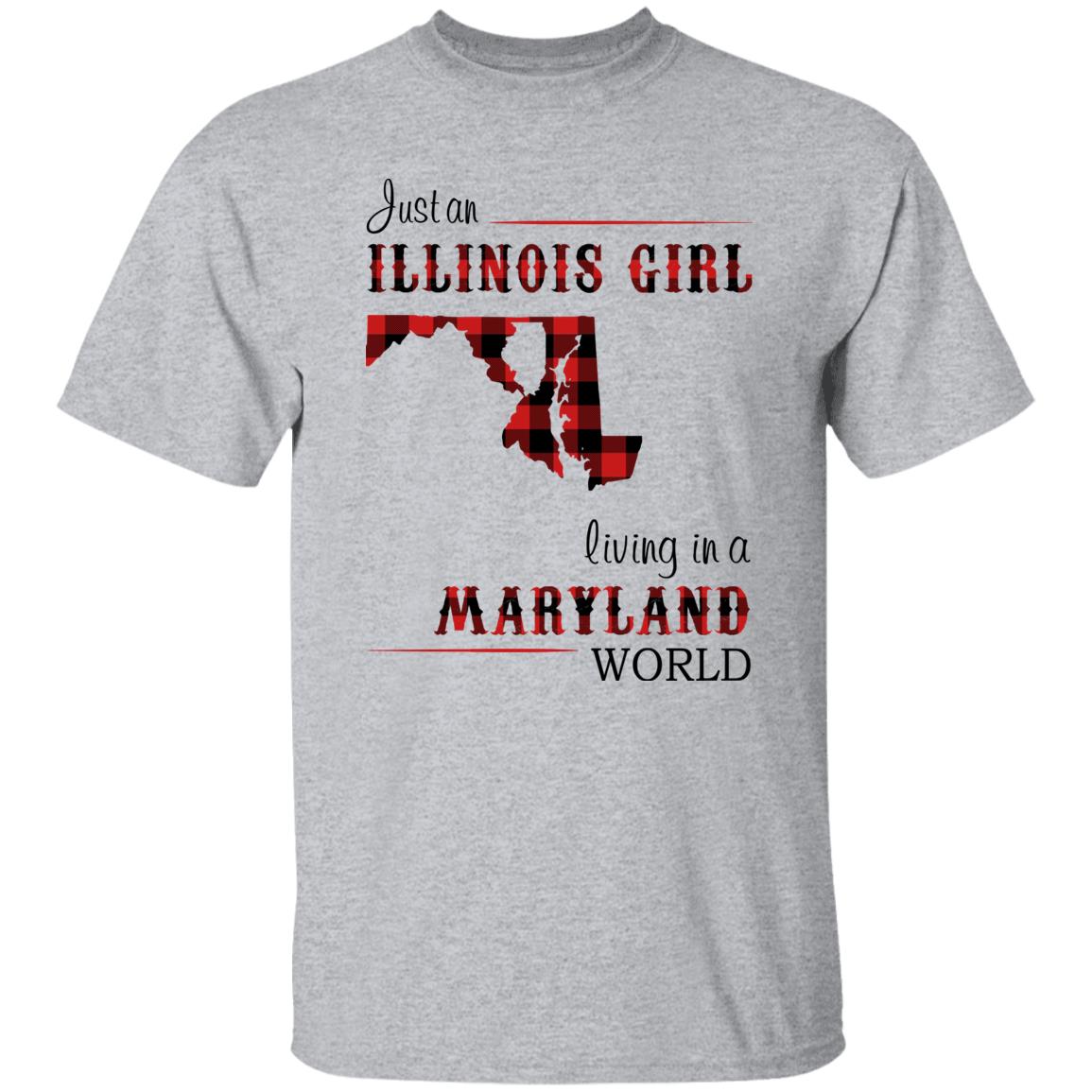 Just An Illinois Girl Living In A Maryland World T-shirt - T-shirt Born Live Plaid Red Teezalo