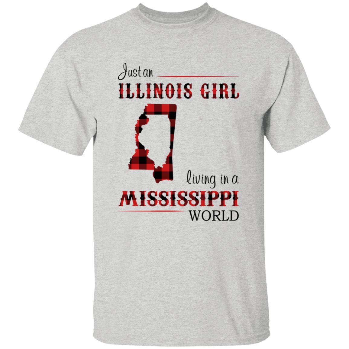 Just An Illinois Girl Living In A Mississippi World T-shirt - T-shirt Born Live Plaid Red Teezalo