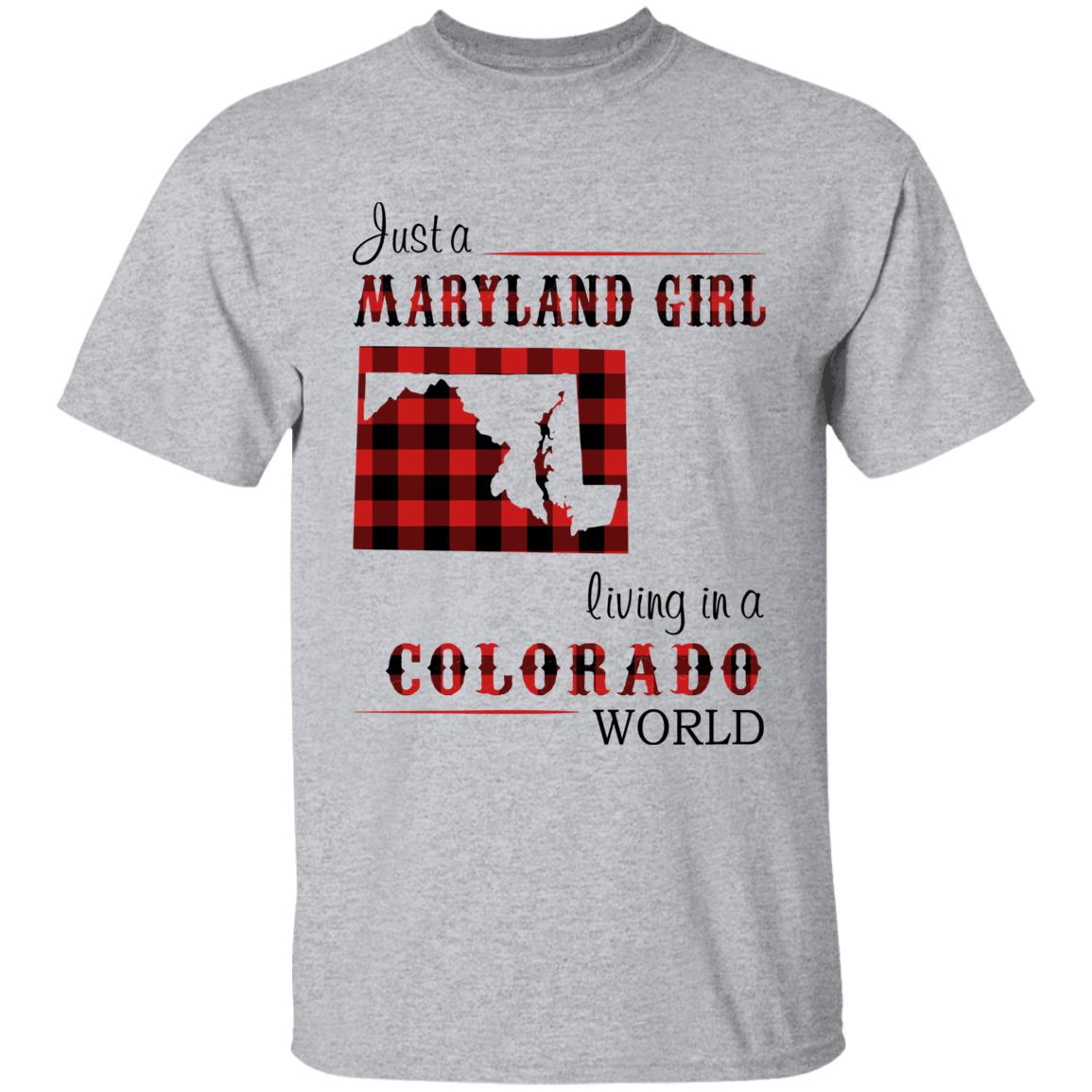 Just A Maryland Girl Living In A Colorado World T-shirt - T-shirt Born Live Plaid Red Teezalo