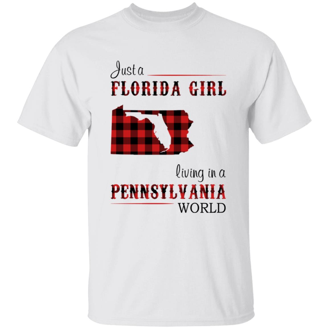 Just A Florida Girl Living In A Pennsylvania World T-shirt - T-shirt Born Live Plaid Red Teezalo