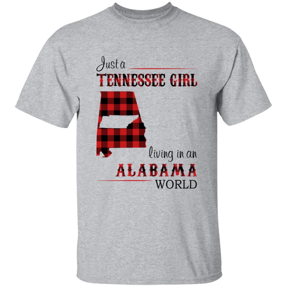 Just A Tennessee Girl Living In An Alabama World T-shirt - T-shirt Born Live Plaid Red Teezalo