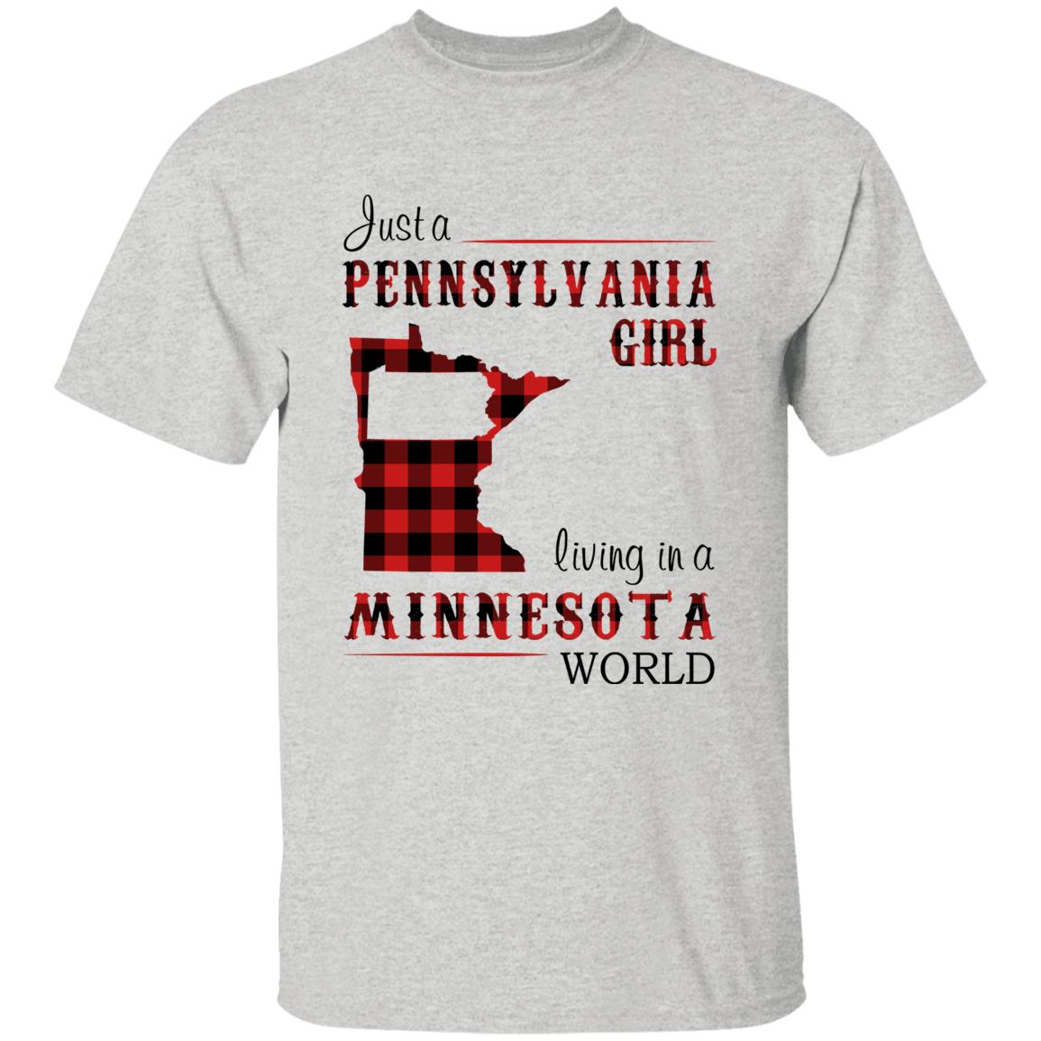 Just A Pennsylvania Girl Living In A Minnesota World T-shirt - T-shirt Born Live Plaid Red Teezalo