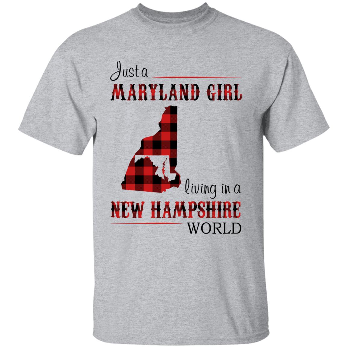 Just A Maryland Girl Living In A New Hampshire World T-shirt - T-shirt Born Live Plaid Red Teezalo