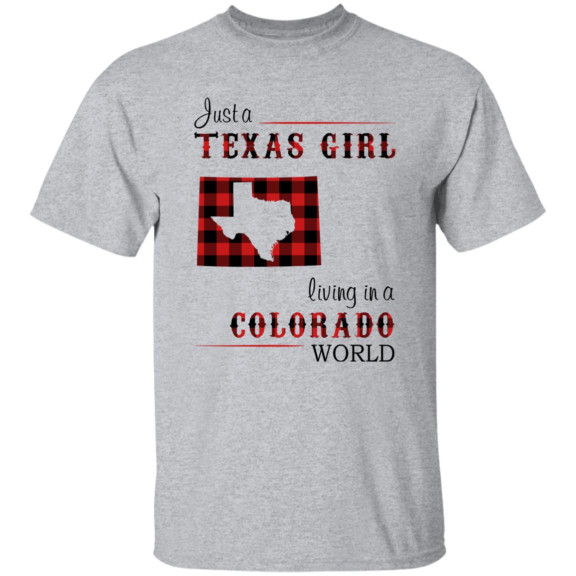 Just A Texas Girl Living In A Colorado World T-shirt - T-shirt Born Live Plaid Red Teezalo