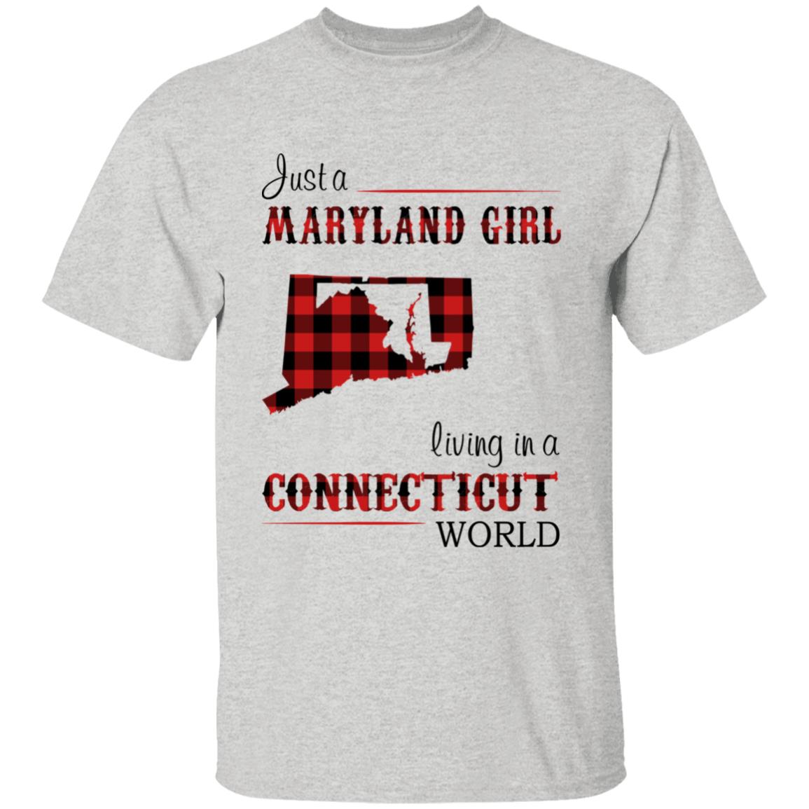 Just A Maryland Girl Living In A Connecticut World T-shirt - T-shirt Born Live Plaid Red Teezalo