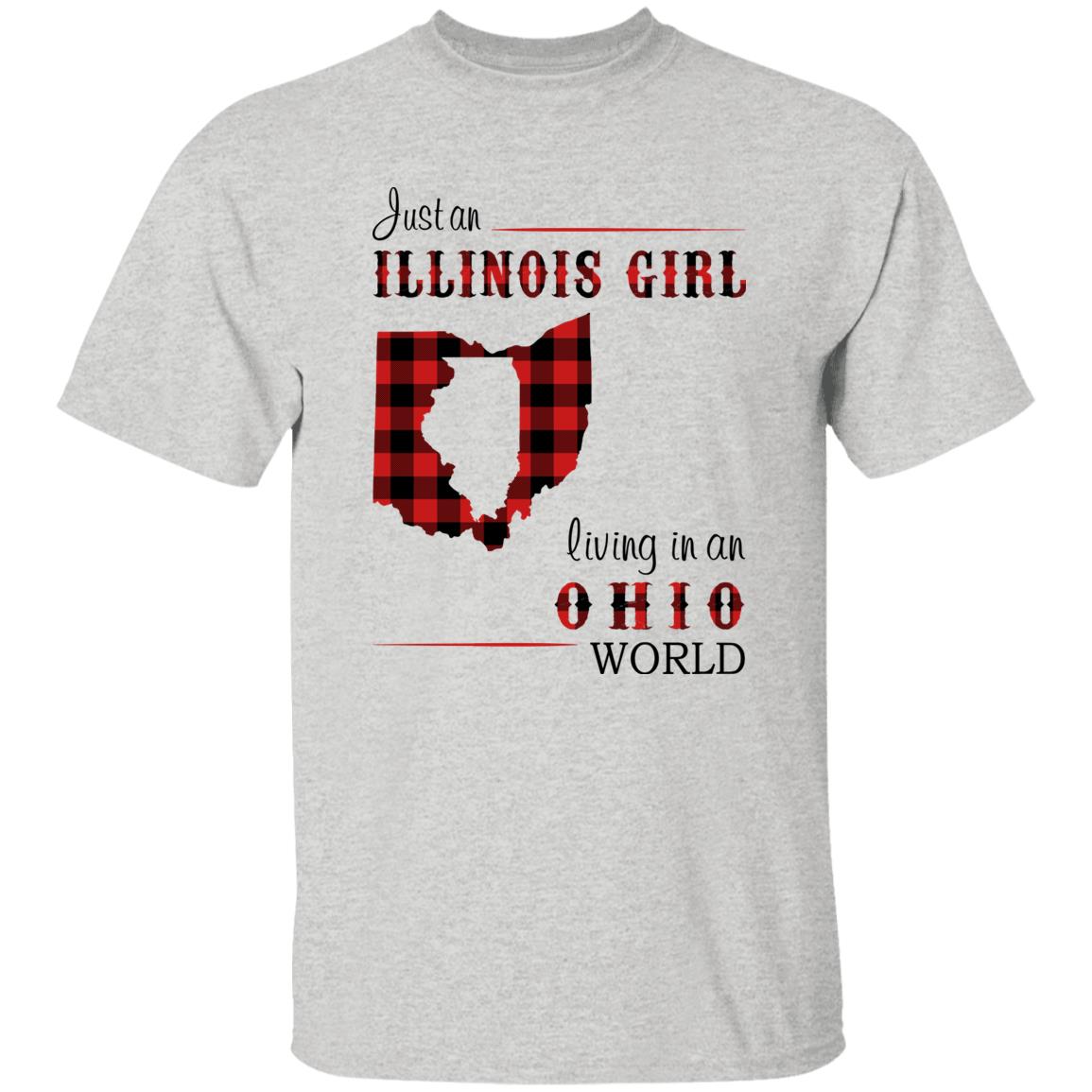 Just An Illinois Girl Living In An Ohio World T-shirt - T-shirt Born Live Plaid Red Teezalo