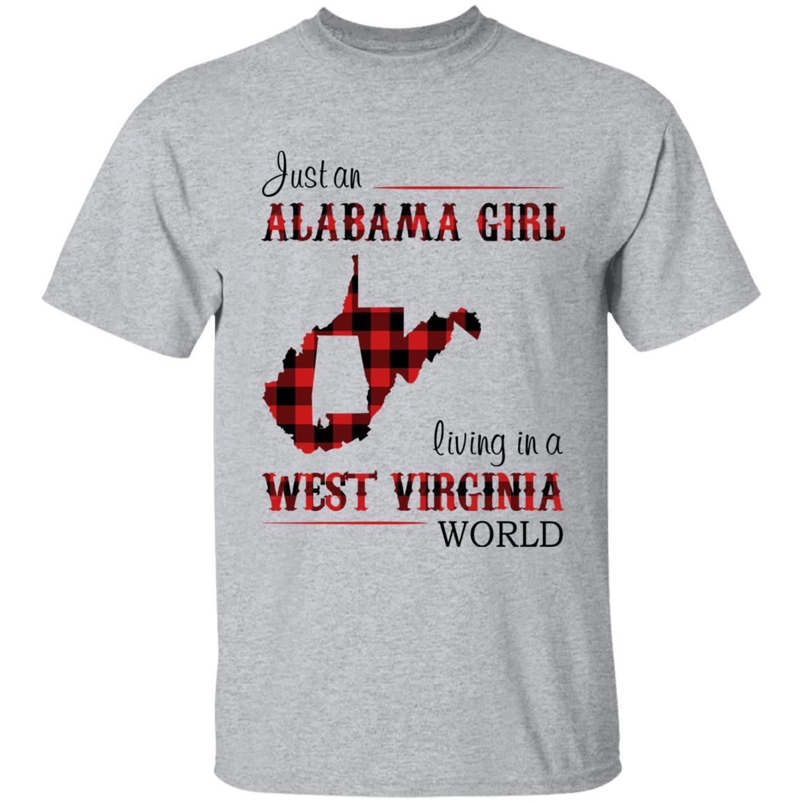 Just An Alabama Girl Living In A West Virginia World T-shirt - T-shirt Born Live Plaid Red Teezalo