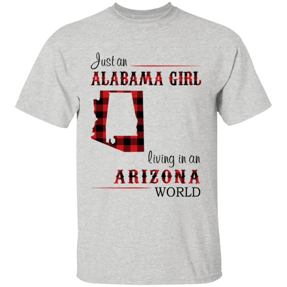 Just An Alabama  Girl Living In An Arizona World T-shirt - T-shirt Born Live Plaid Red Teezalo