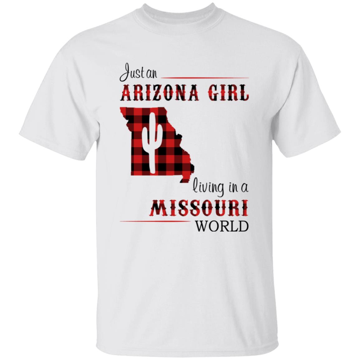 Just An Arizona Girl Living In A Missouri World T-shirt - T-shirt Born Live Plaid Red Teezalo