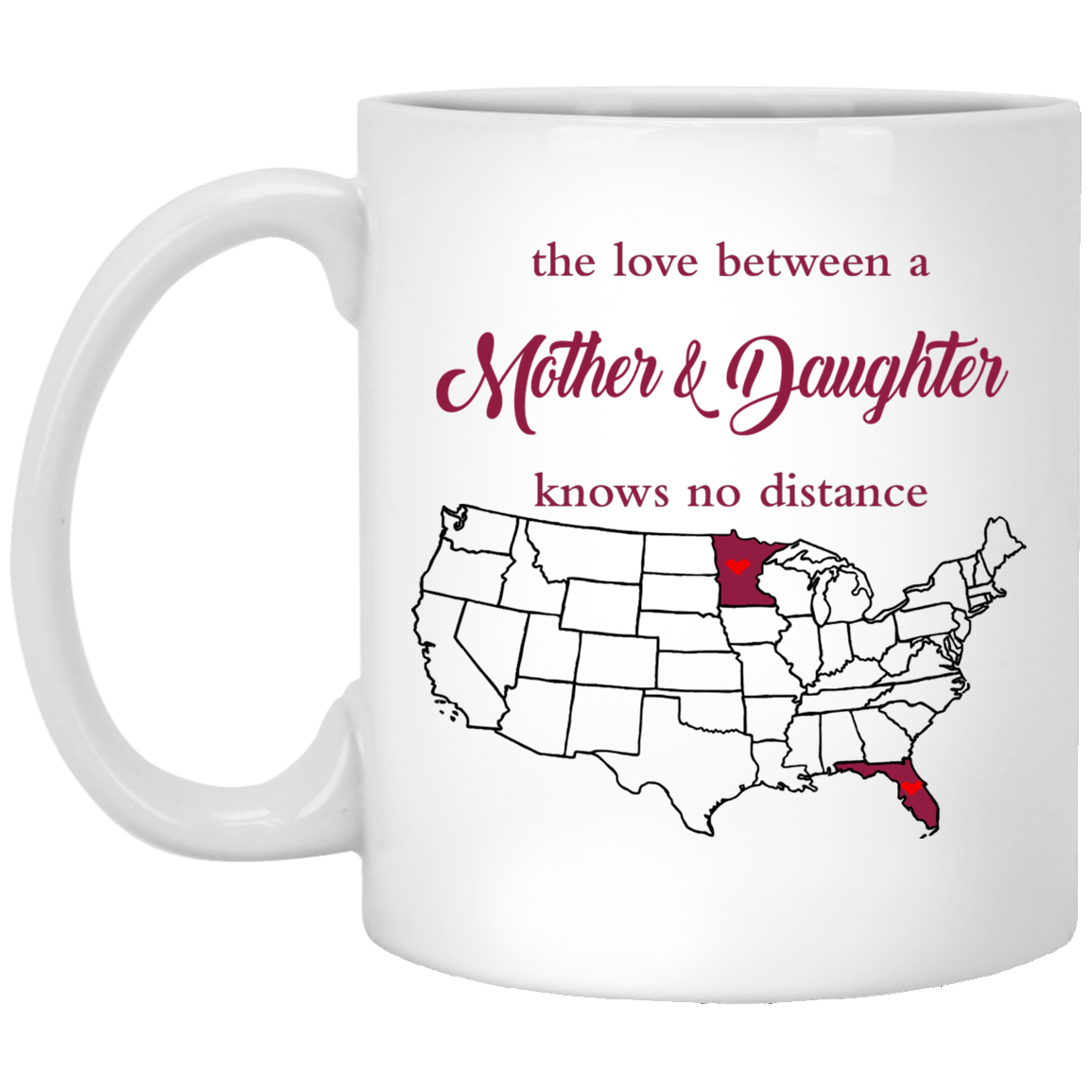 Florida Minnesota The Love Between Mother and Daughter Mug - Mug Teezalo