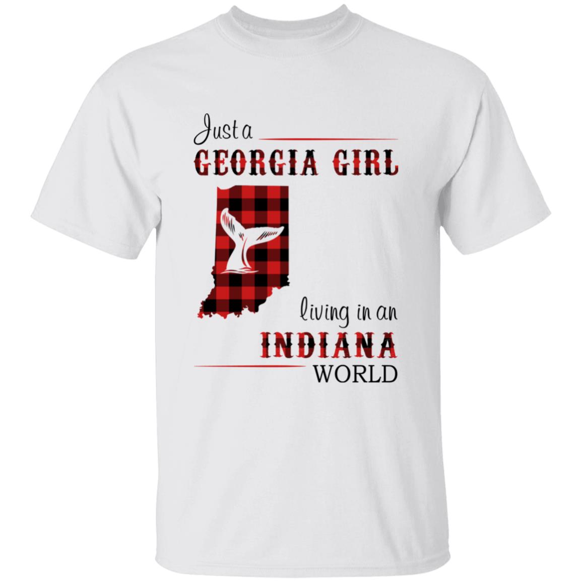 Just A Georgia Girl Living In An Indiana World T-shirt - T-shirt Born Live Plaid Red Teezalo