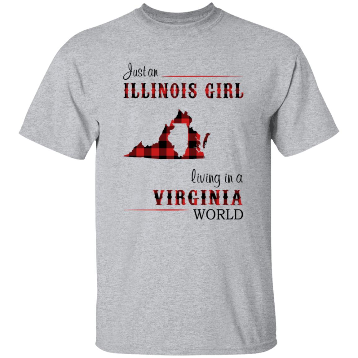 Just An Illinois Girl Living In A Virginia World T-shirt - T-shirt Born Live Plaid Red Teezalo