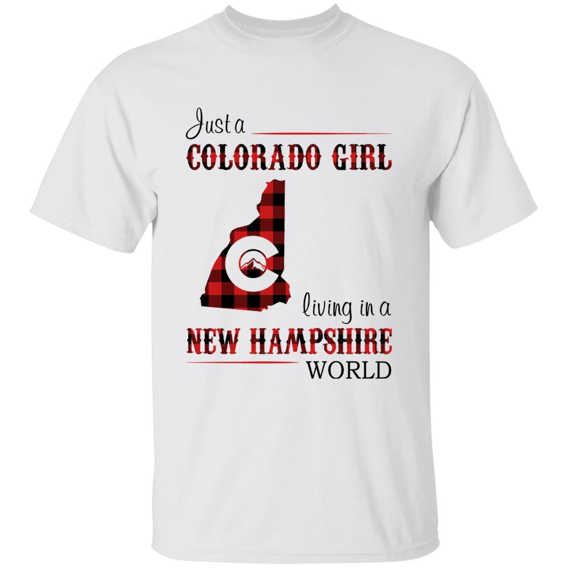 Just A Colorado Girl Living In A New Hampshire World T-shirt - T-shirt Born Live Plaid Red Teezalo