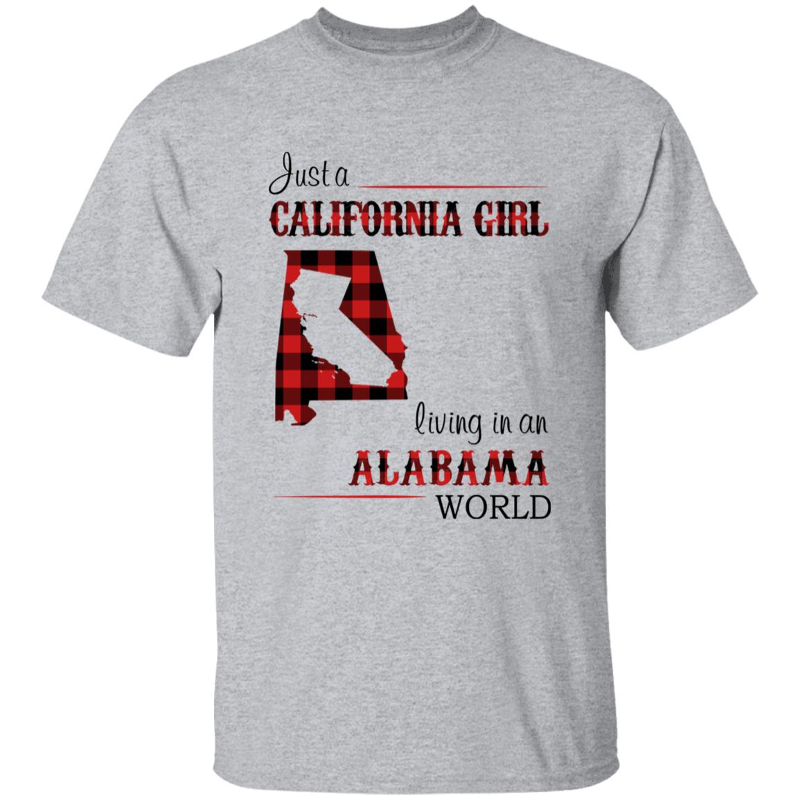 Just A California Girl Living In An Alabama World T-Shirt - T-shirt Born Live Plaid Red Teezalo