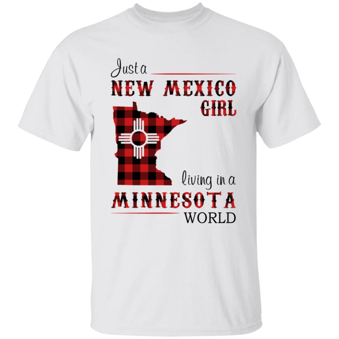 Just A New Mexico Girl Living In A Minnesota World T-shirt - T-shirt Born Live Plaid Red Teezalo