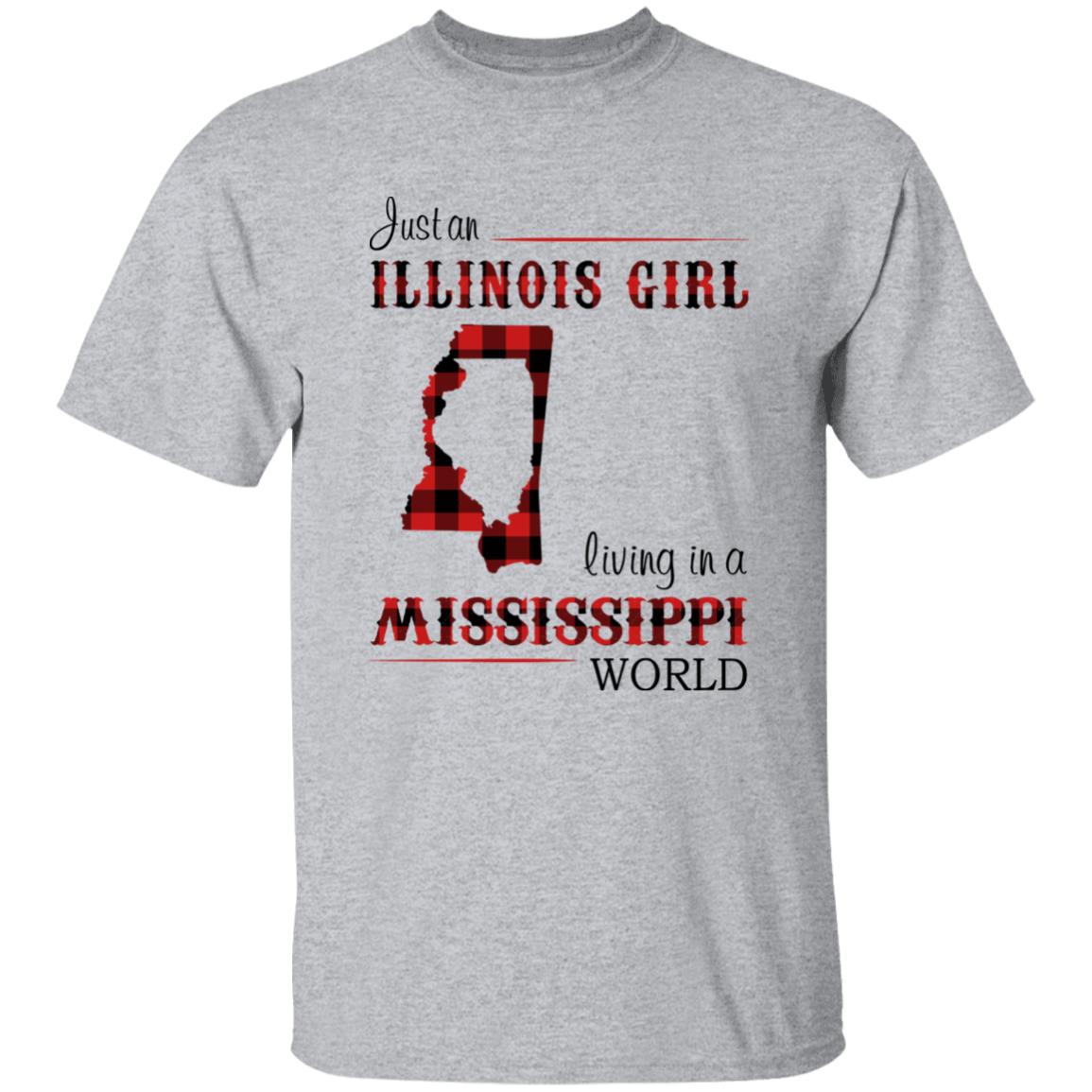 Just An Illinois Girl Living In A Mississippi World T-shirt - T-shirt Born Live Plaid Red Teezalo