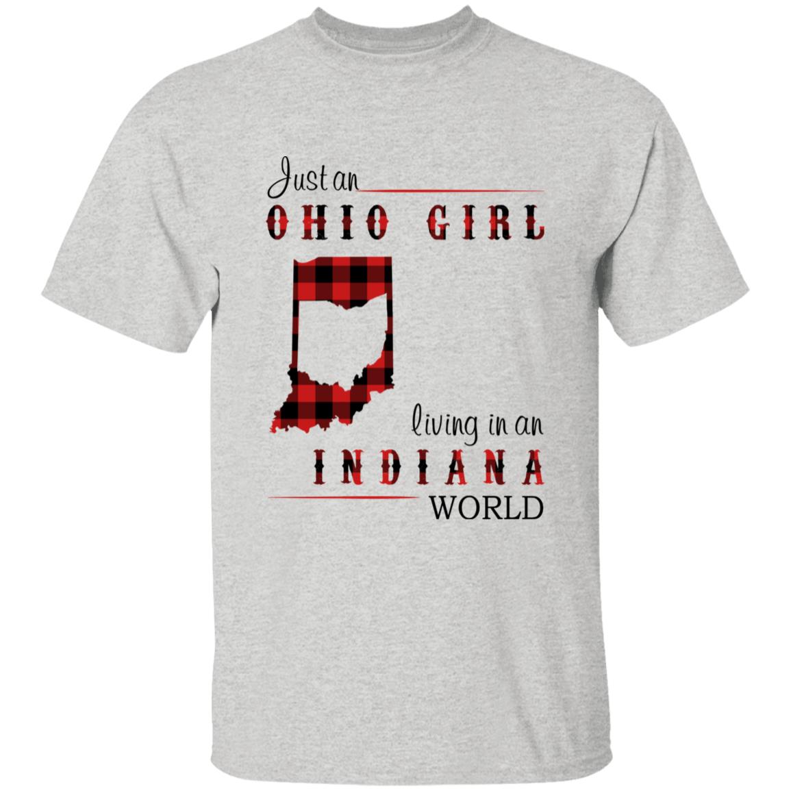 Just An Ohio Girl Living In An Indiana World T-shirt - T-shirt Born Live Plaid Red Teezalo