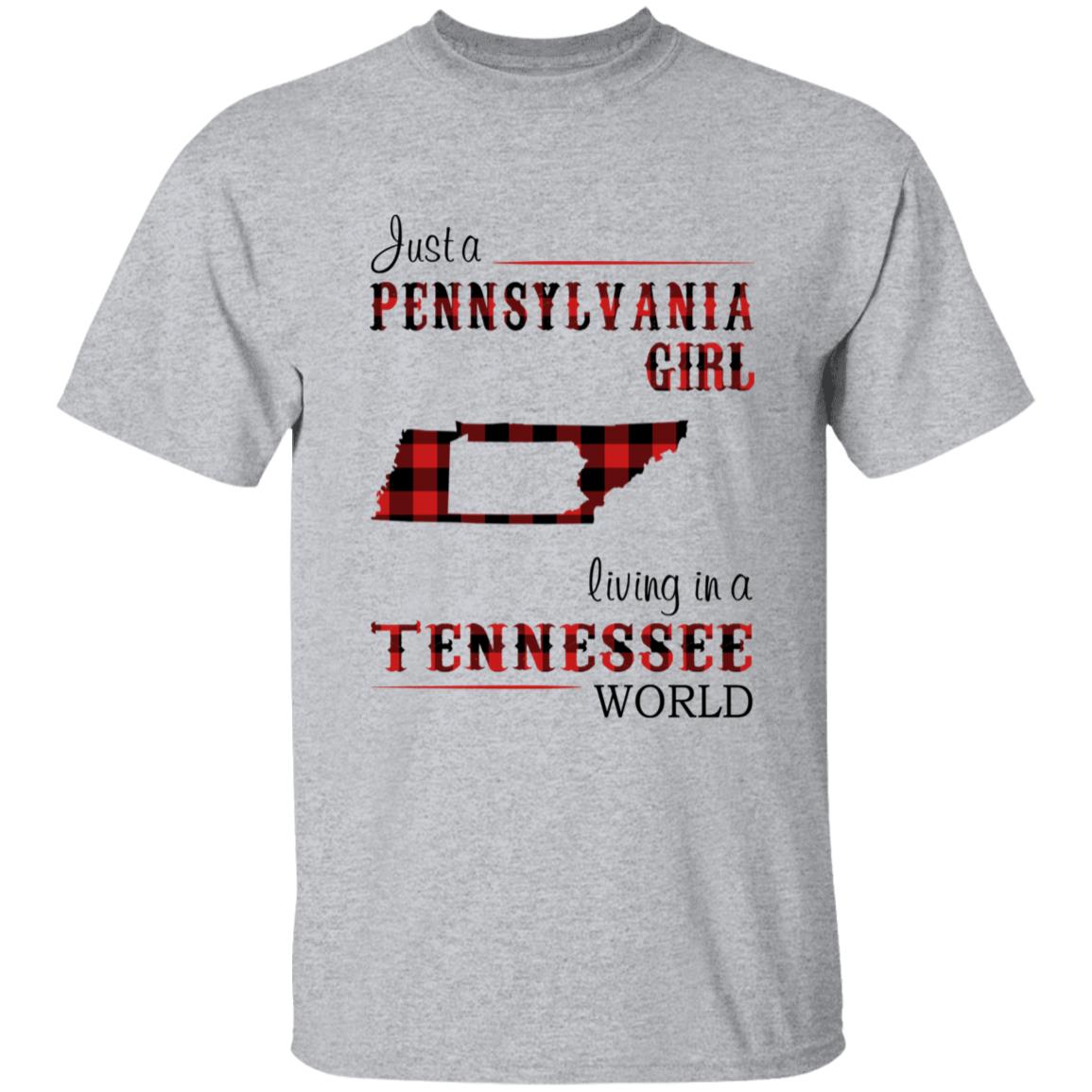 Just A Pennsylvania Girl Living In A Tennessee World T-shirt - T-shirt Born Live Plaid Red Teezalo