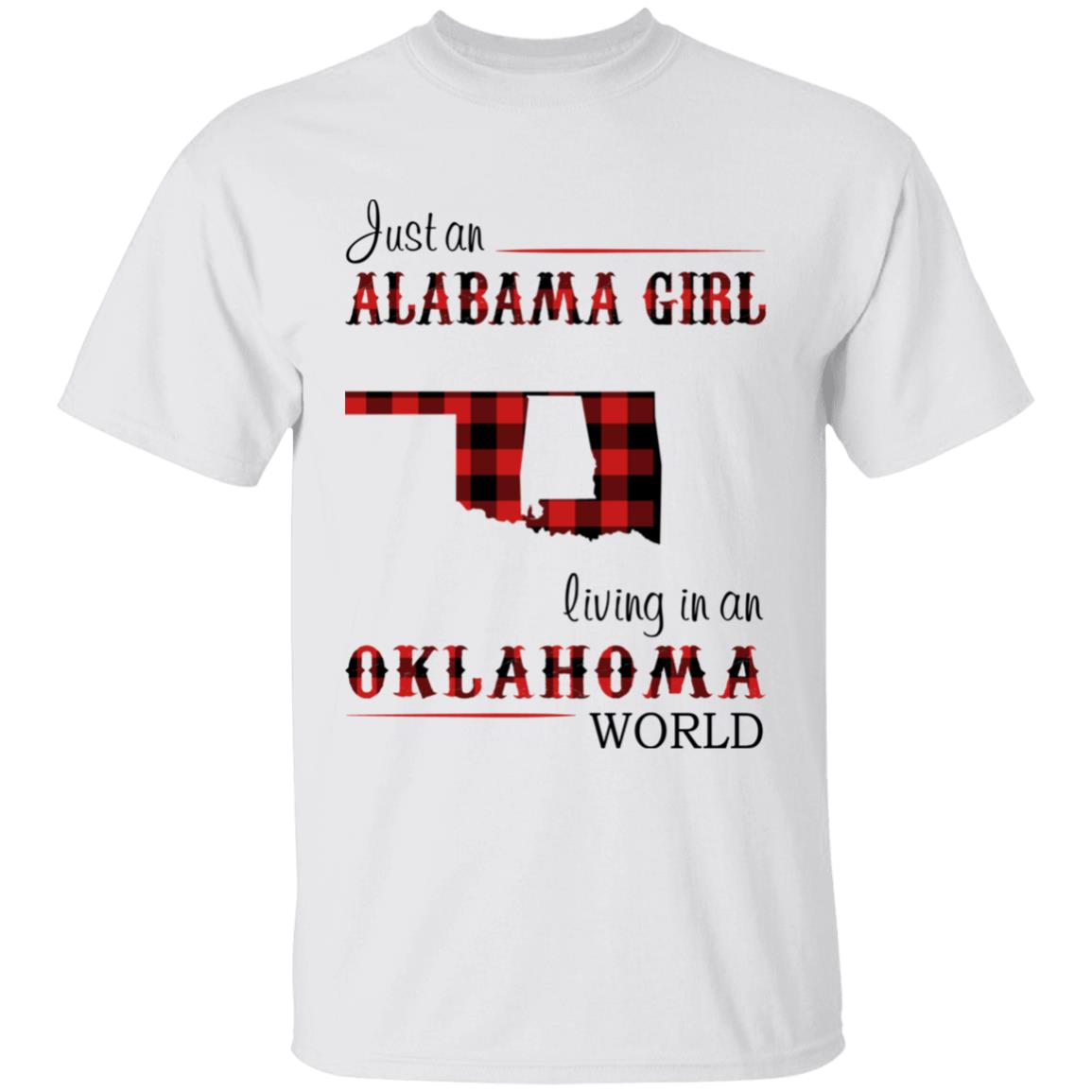 Just An Alabama  Girl Living In An Oklahoma World T-shirt - T-shirt Born Live Plaid Red Teezalo