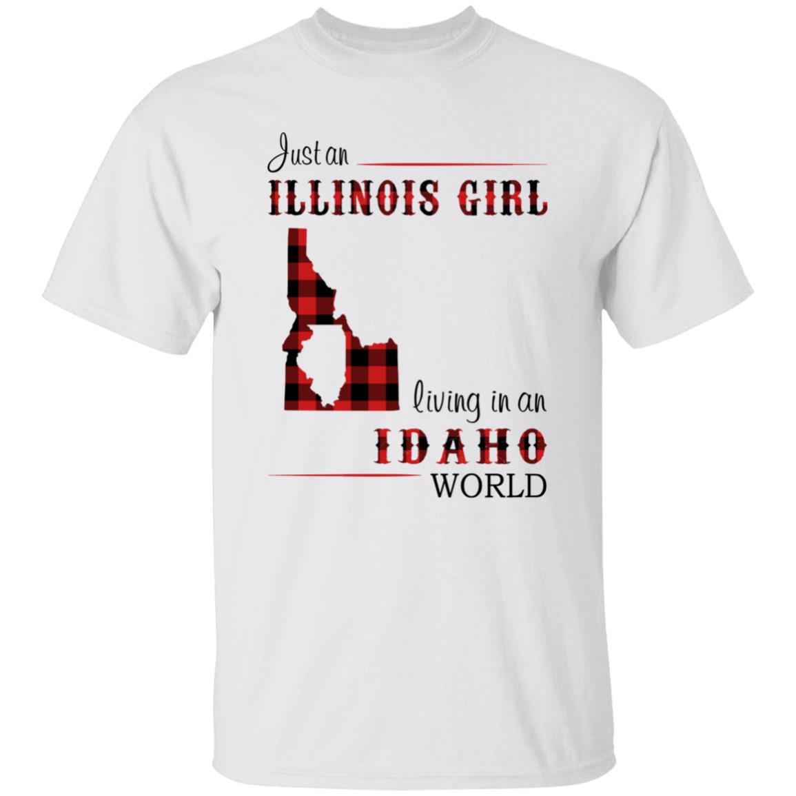 Just An Illinois Girl Living In An Idaho World T-shirt - T-shirt Born Live Plaid Red Teezalo