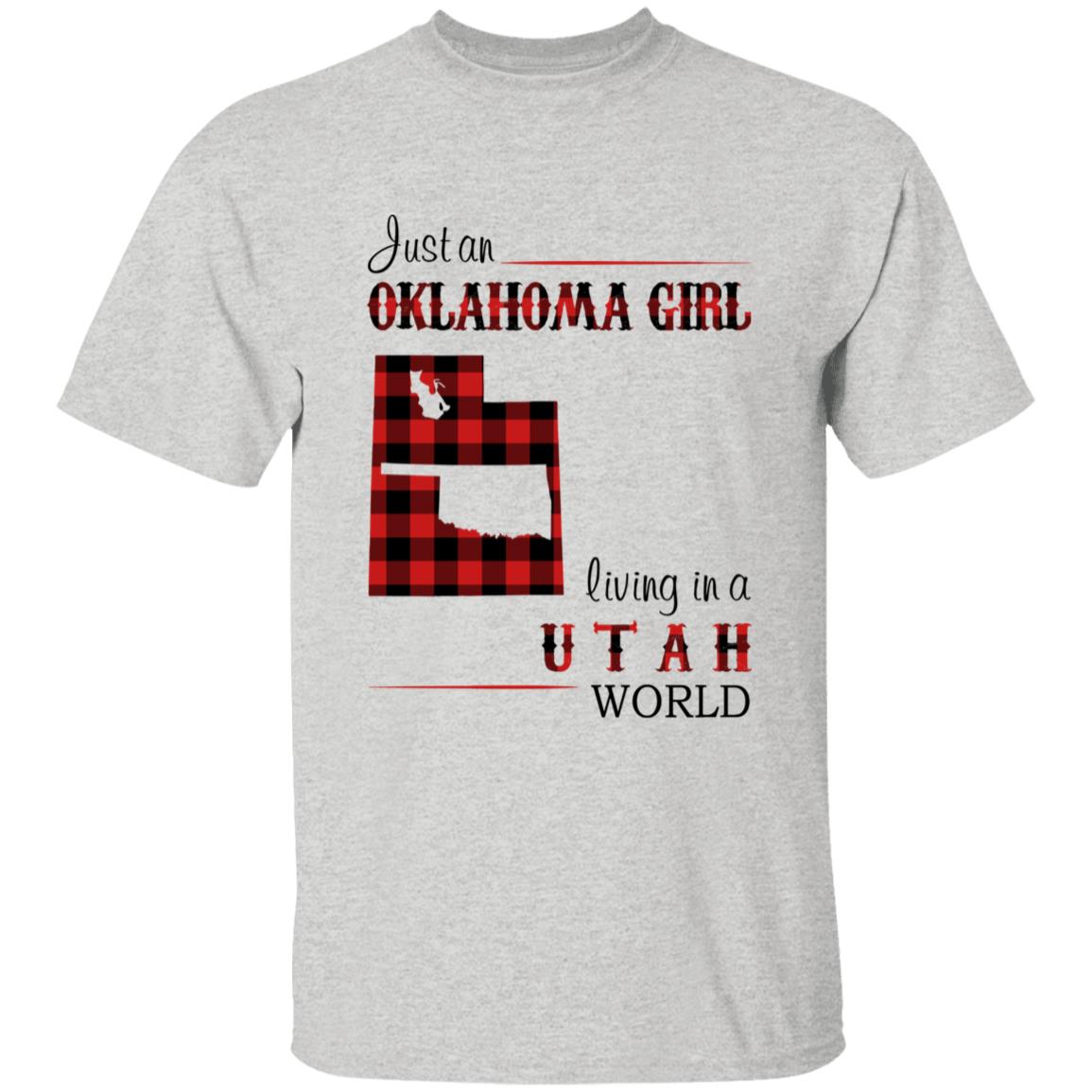 Just An Oklahoma Girl Living In A Utah World T-shirt - T-shirt Born Live Plaid Red Teezalo