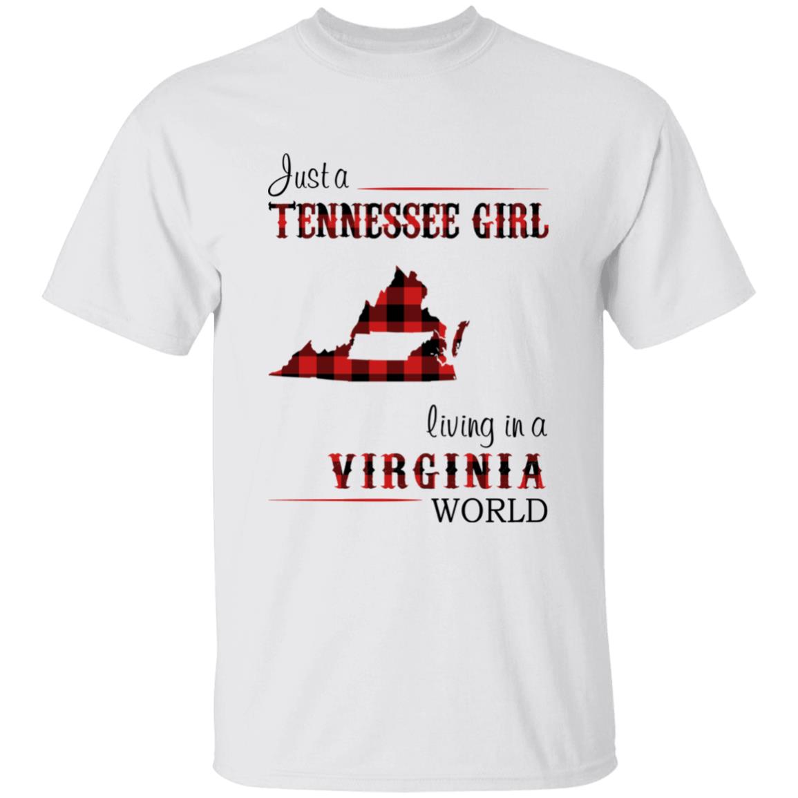 Just A Tennessee Girl Living In A Virginia World T-shirt - T-shirt Born Live Plaid Red Teezalo