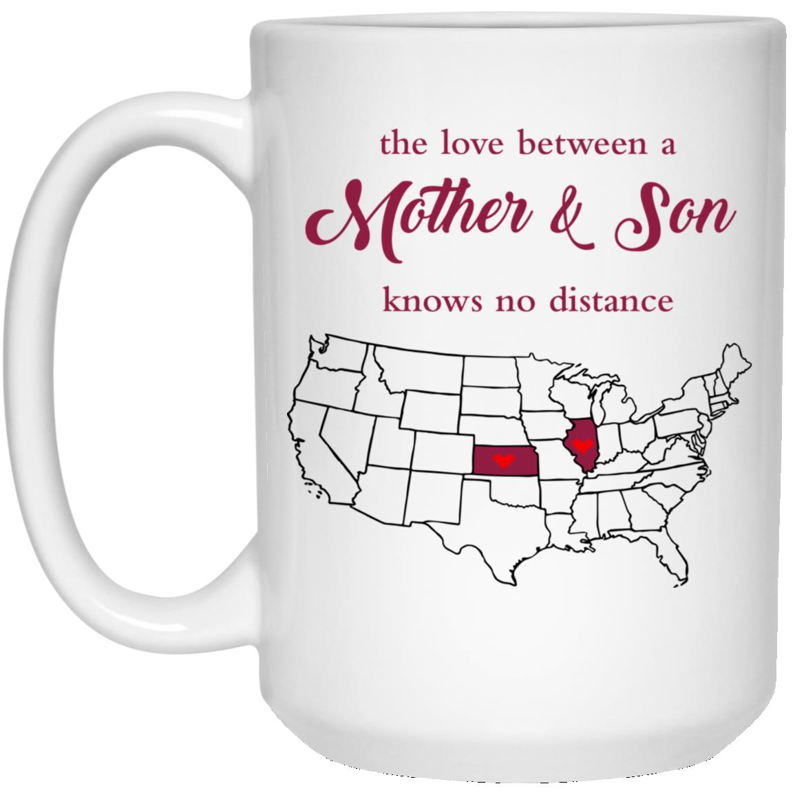 Kansas Illinois The Love Between Mother And Son Mug - Mug Teezalo