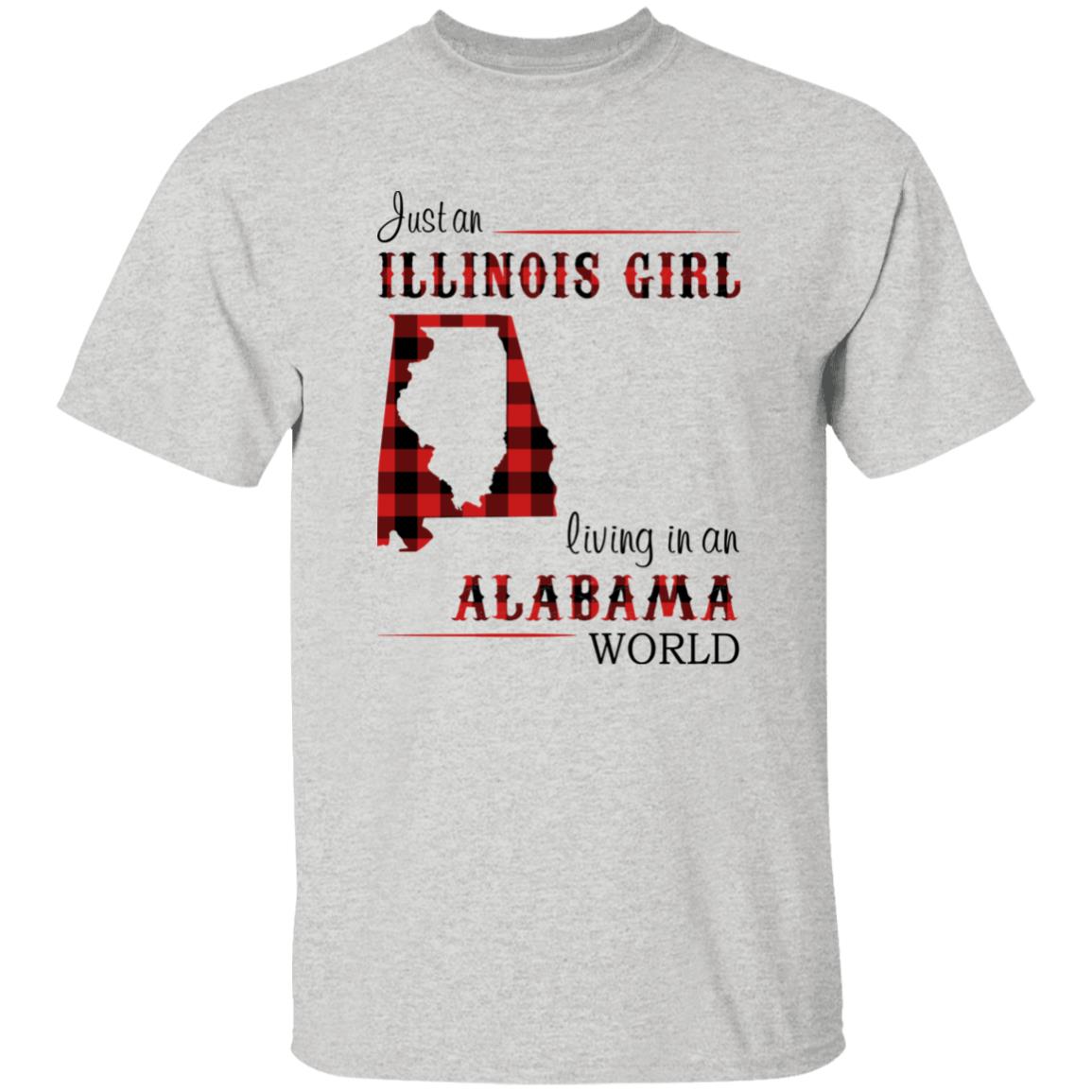 Just An Illinois Girl Living In An Alabama World T-shirt - T-shirt Born Live Plaid Red Teezalo