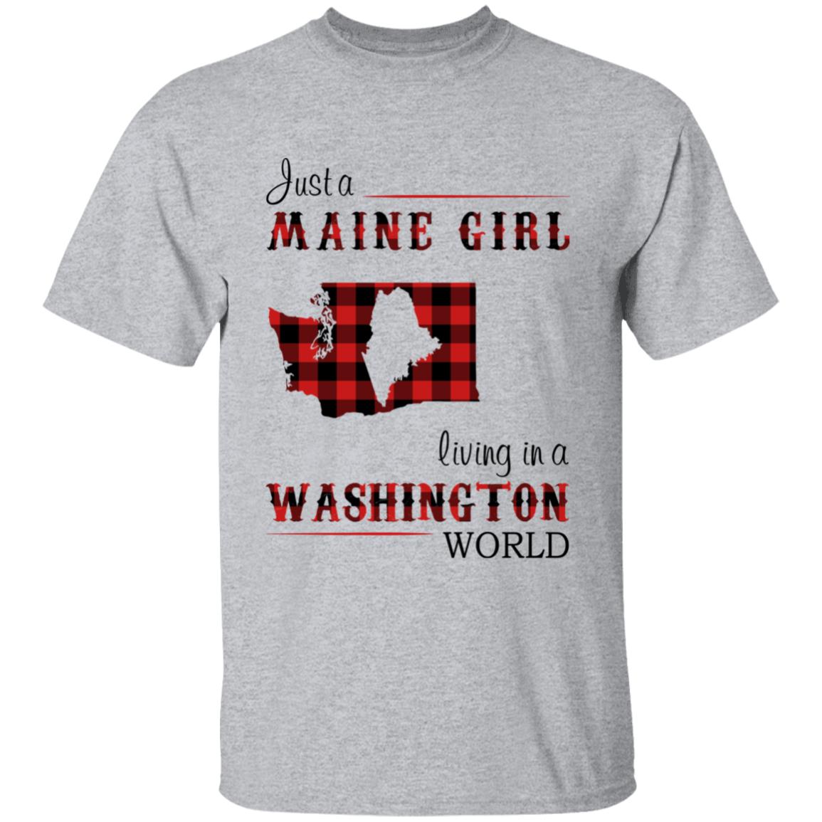 Just A Maine Girl Living In A Washington World T-shirt - T-shirt Born Live Plaid Red Teezalo